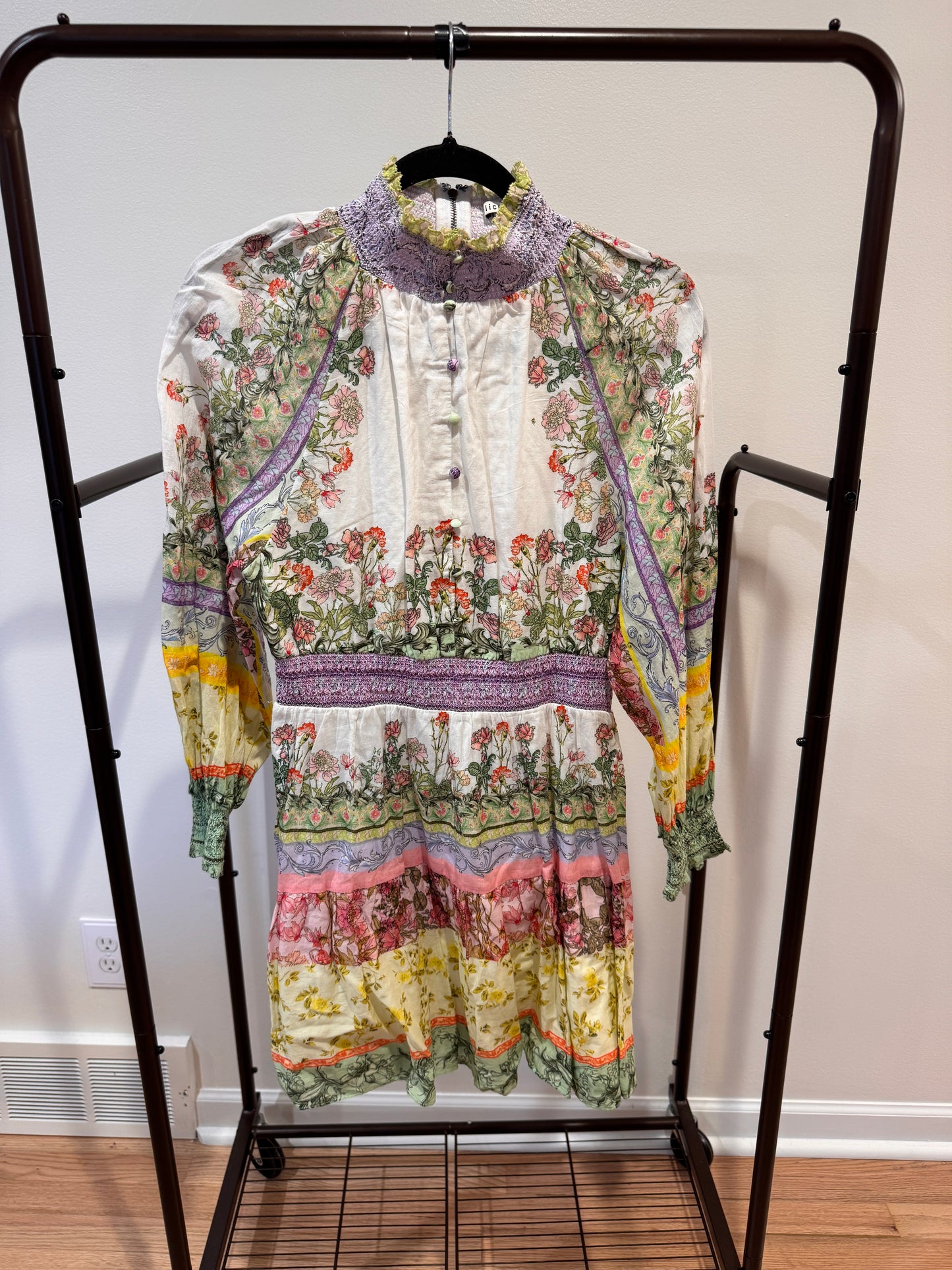 Alice and Olivia Lavinia Blouson Sleeve Mini Dress size 6