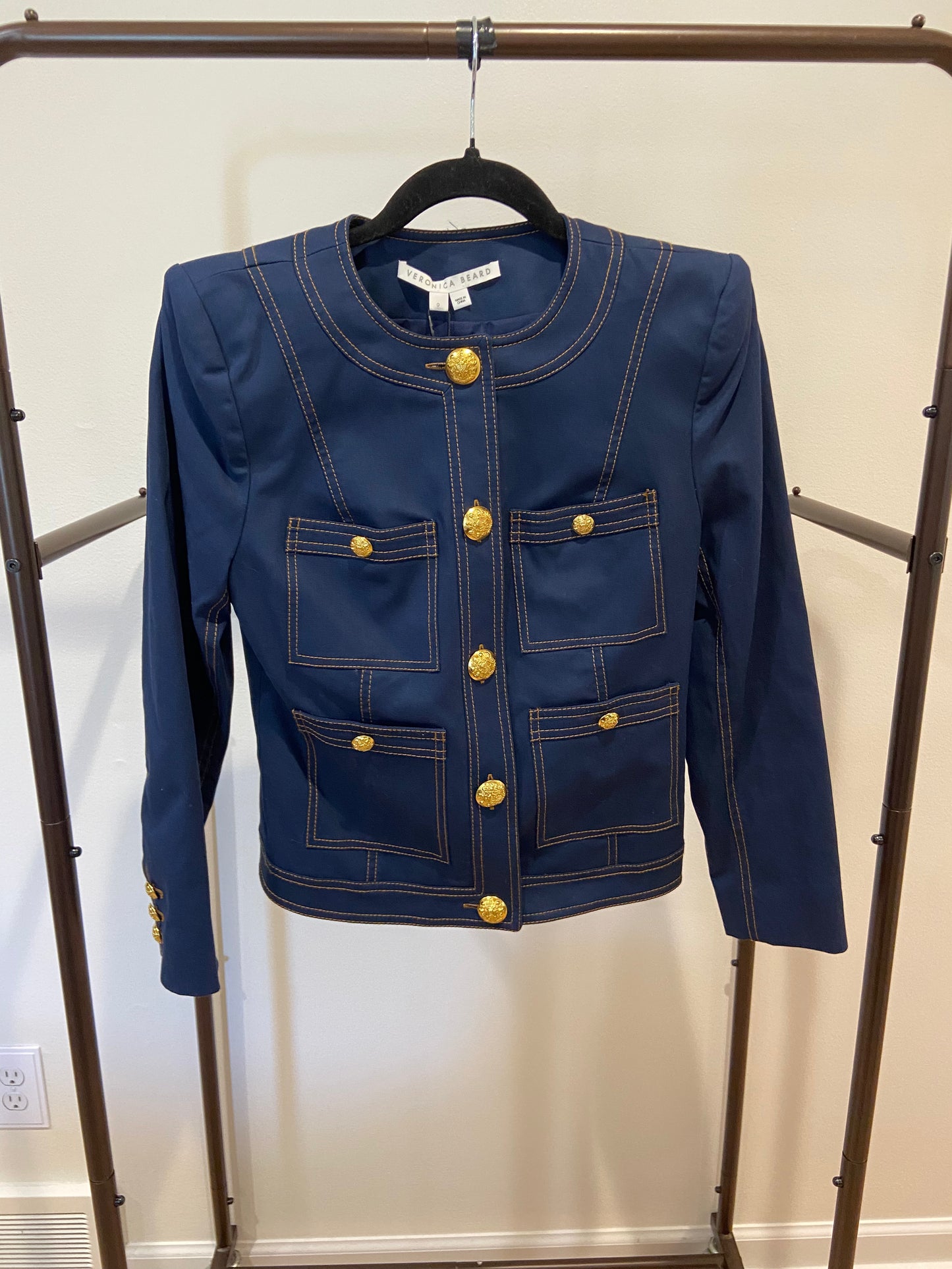 Veronica Beard Ferazia Cotton Blend Canvas Jacket size 0