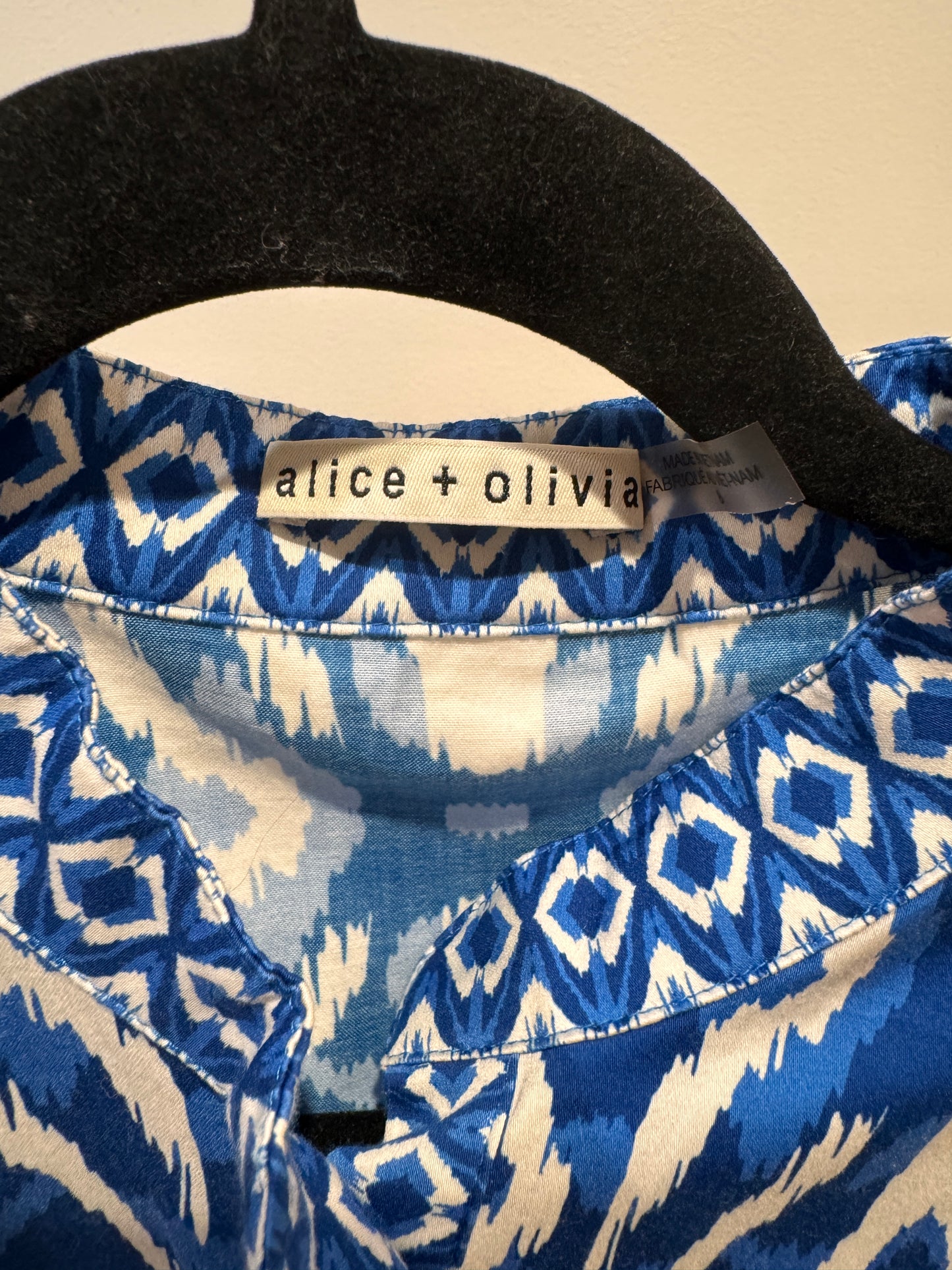 Alice and Olivia Lucy Roll Sleeve Mini Shirt Dress French Blue size 8
