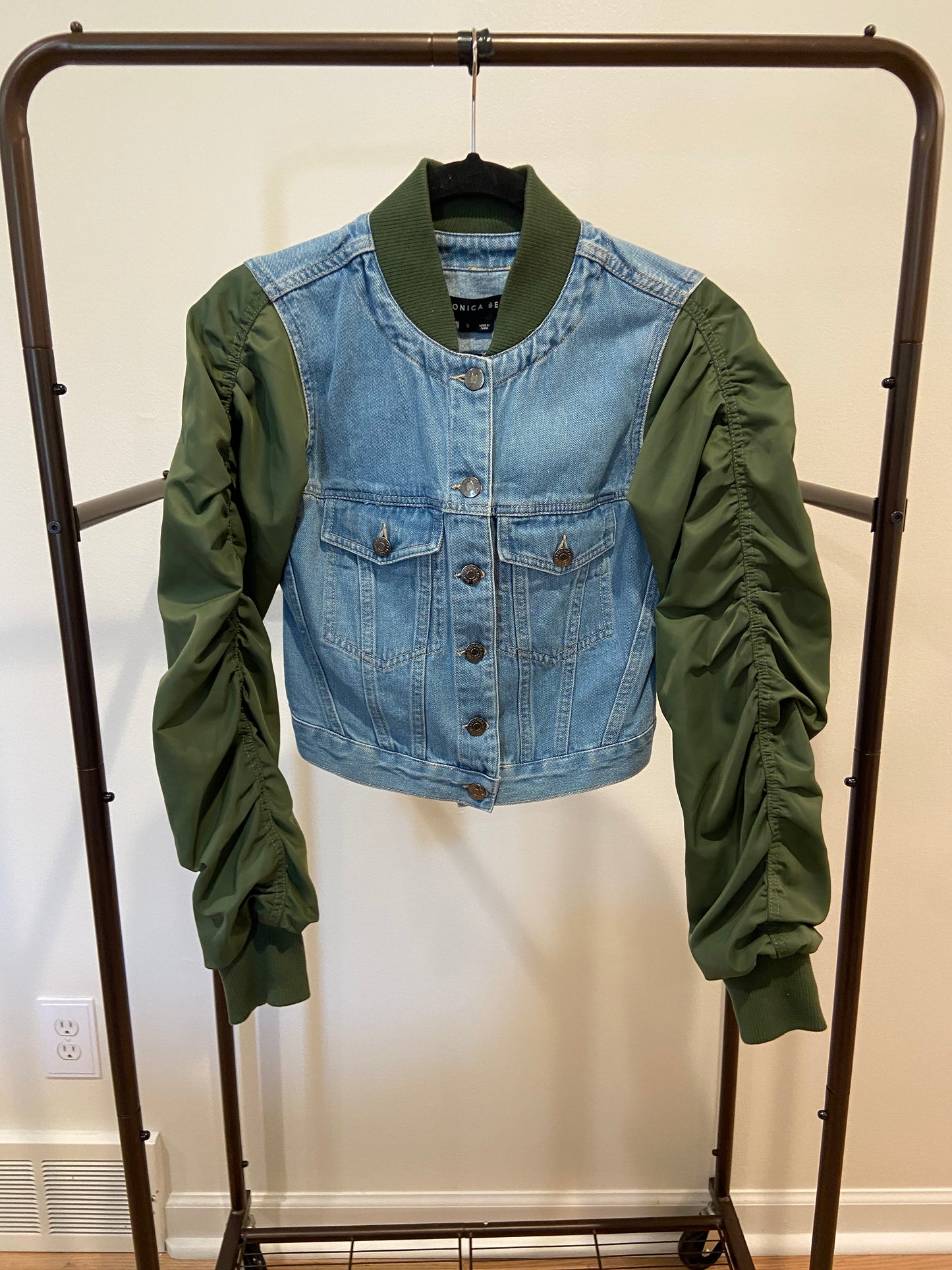 Veronica Beard Emelia Combo Jacket Denim Crop Bomber size S