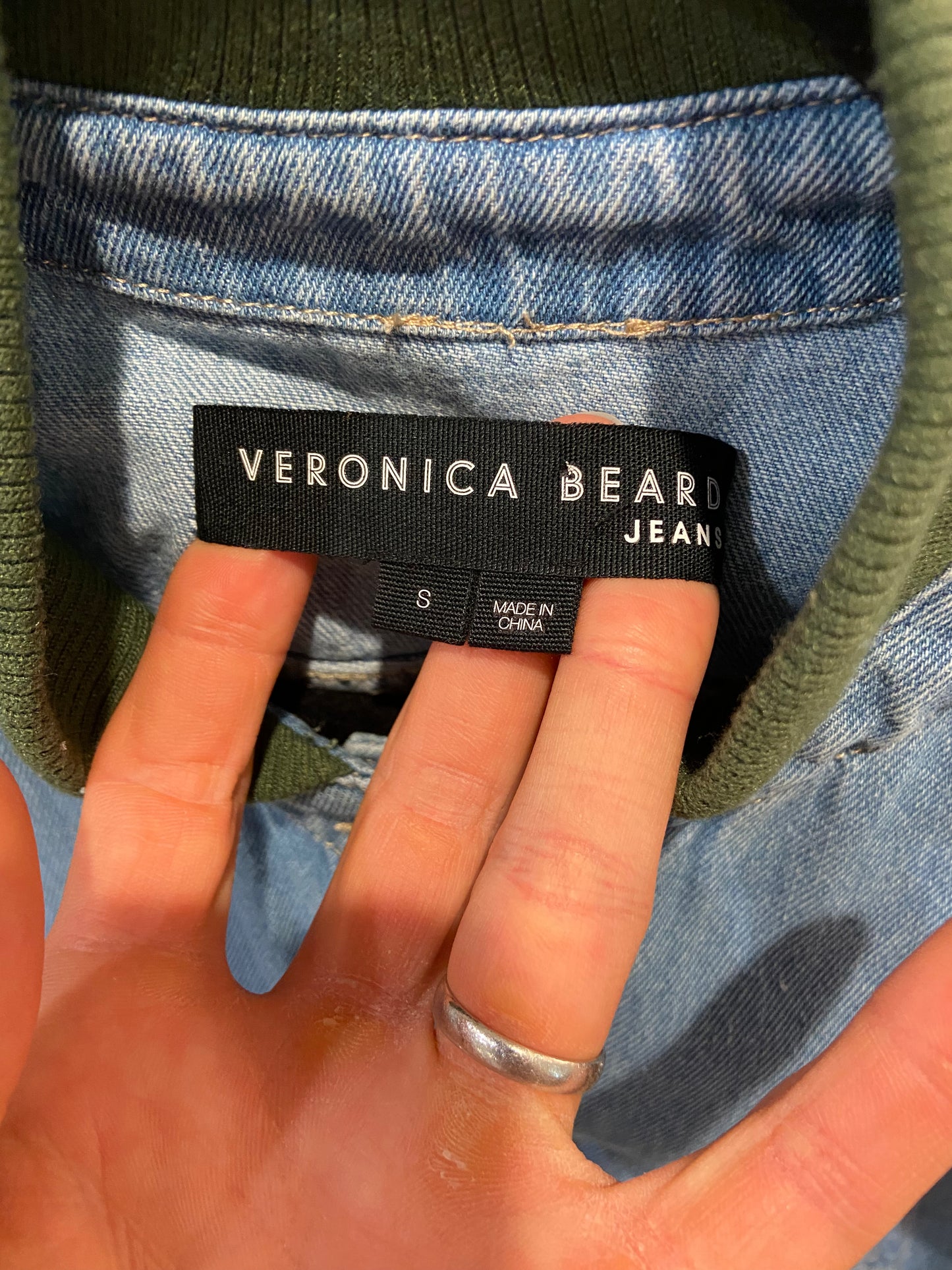 Veronica Beard Emelia Combo Jacket Denim Crop Bomber size S