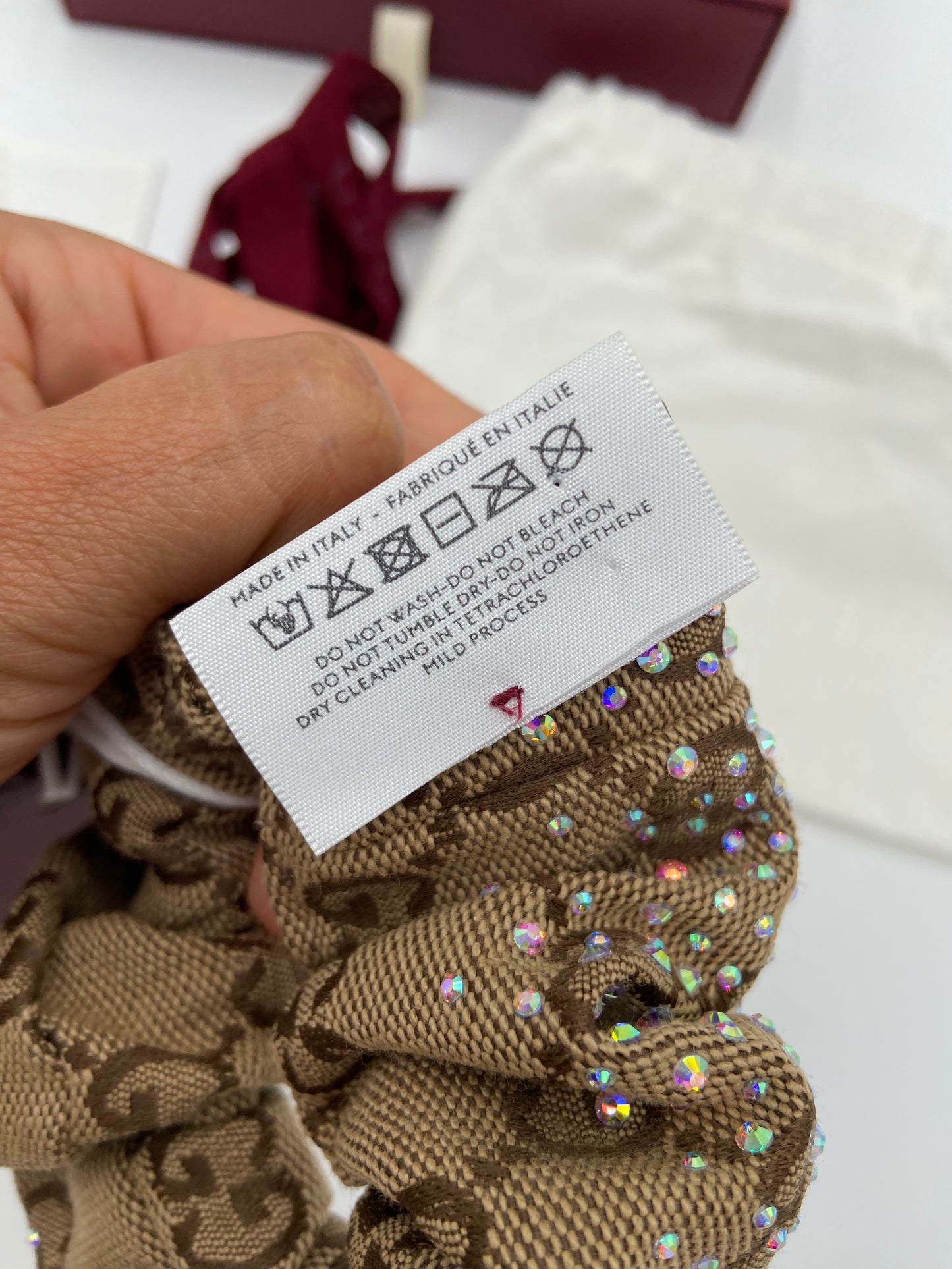 Gucci Canvas Scrunchie with Crystals