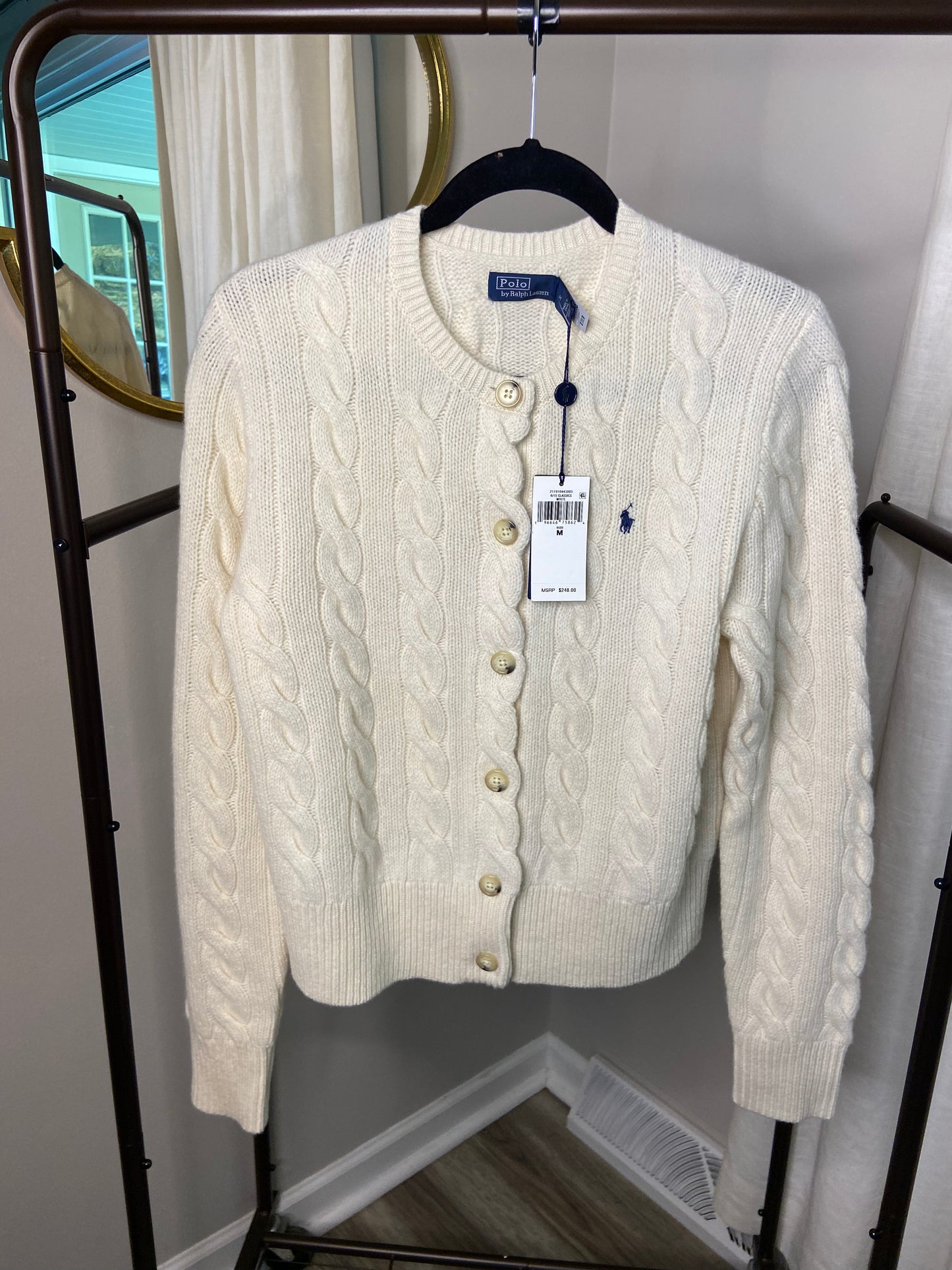 Polo Ralph Lauren Cable-Knit Wool-Cashmere Cardigan size M