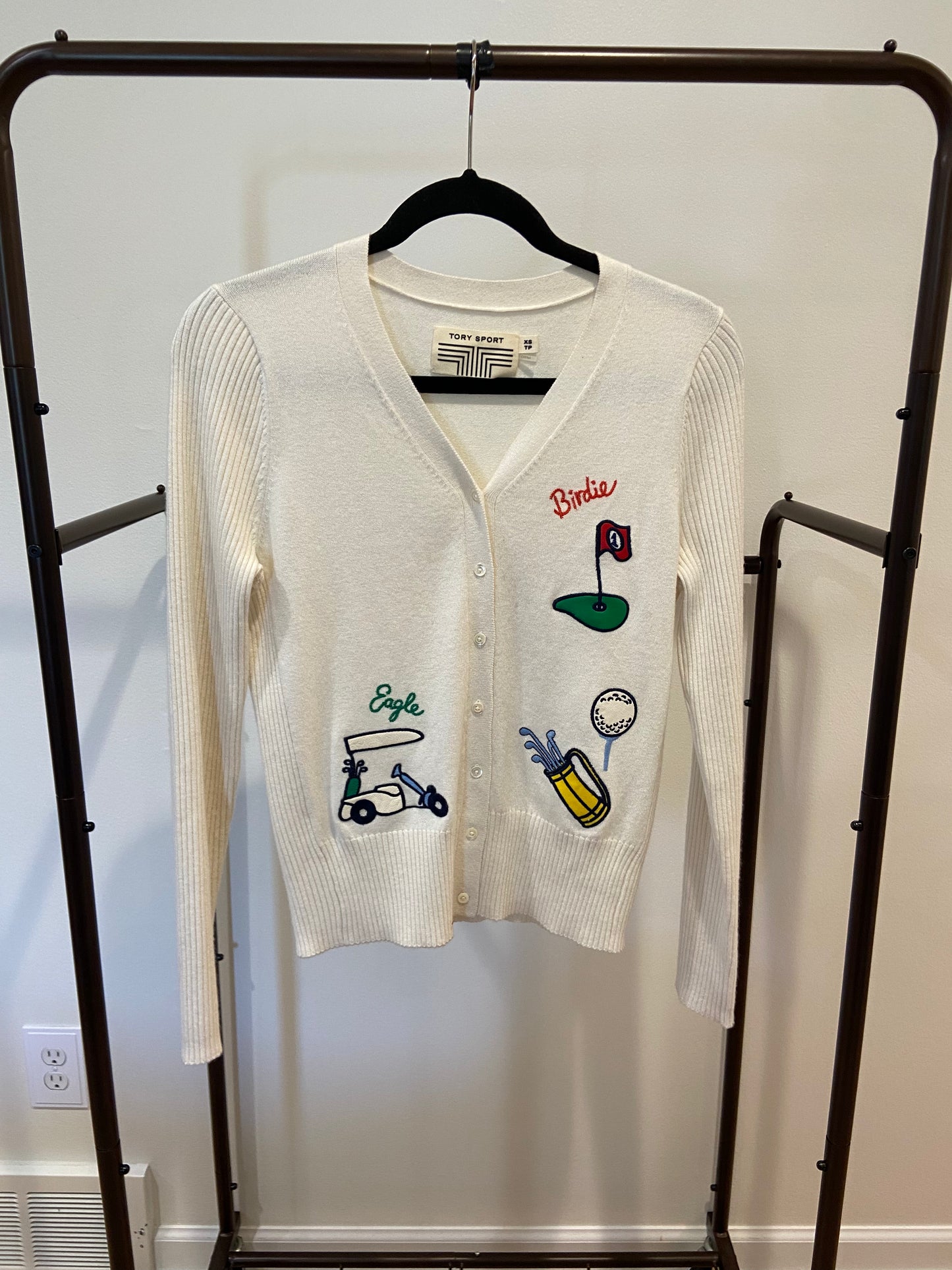Tory Sport Performance Cashmere Fairway Cardigan White size XS