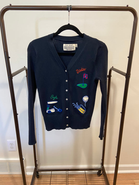 Tory Sport Performance Cashmere Fairway Cardigan Navy size XS