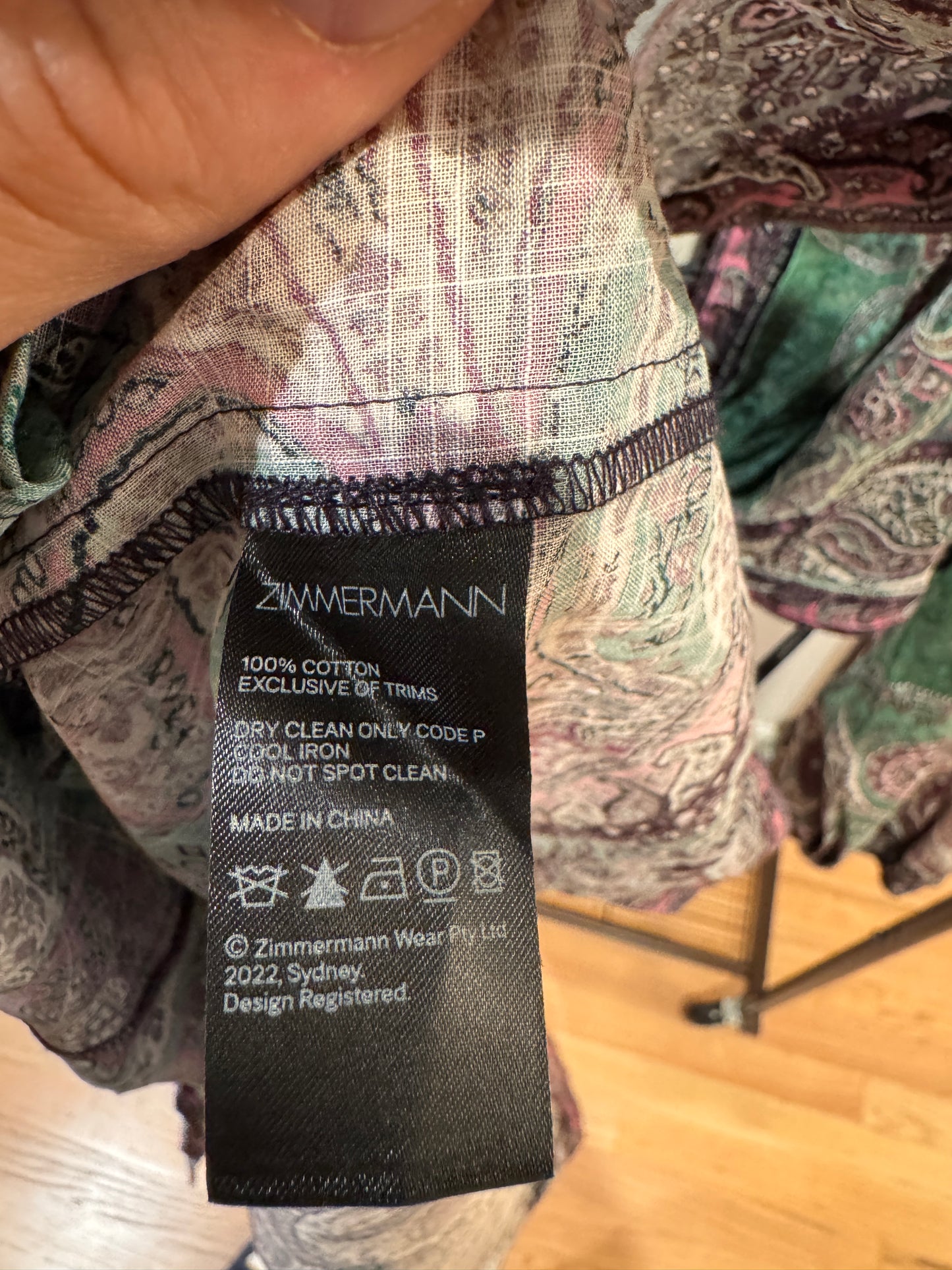 Zimmermann Anneke Ruffle Mini Dress Teal Paisley size 2 US 8