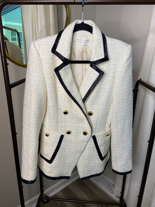 Veronica Beard Cato Cream Tweed Dickey Jacket size 6