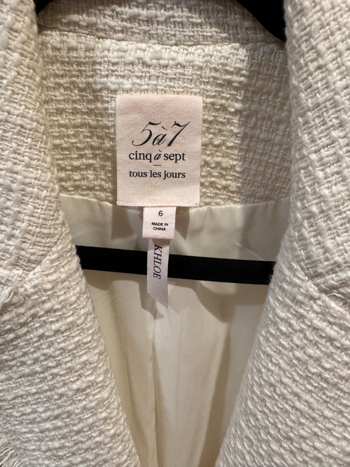 Cinq a Sept Khloe Cream Tweed Blazer size 6