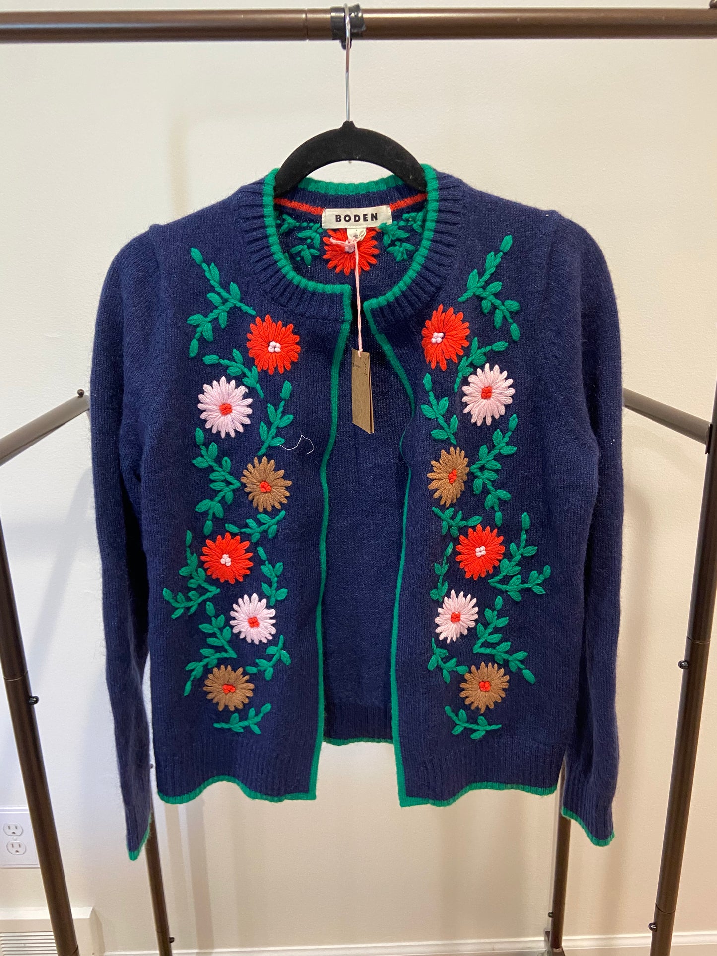 Boden Flower Embroidered Cardigan size S