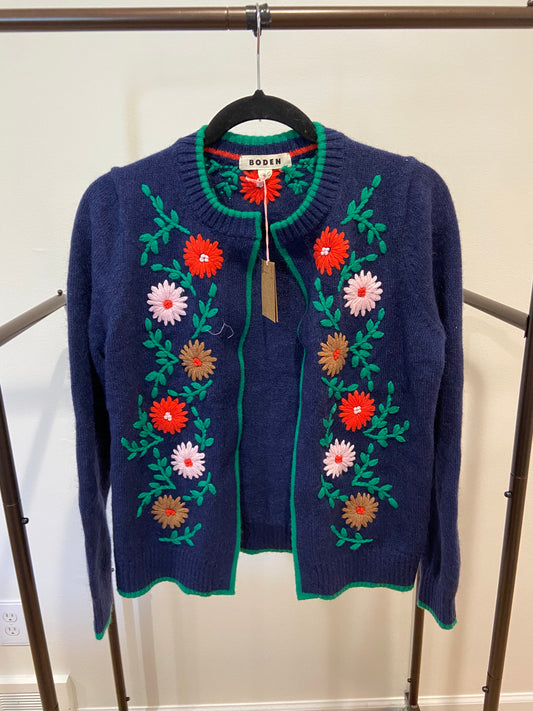Boden Flower Embroidered Cardigan size S