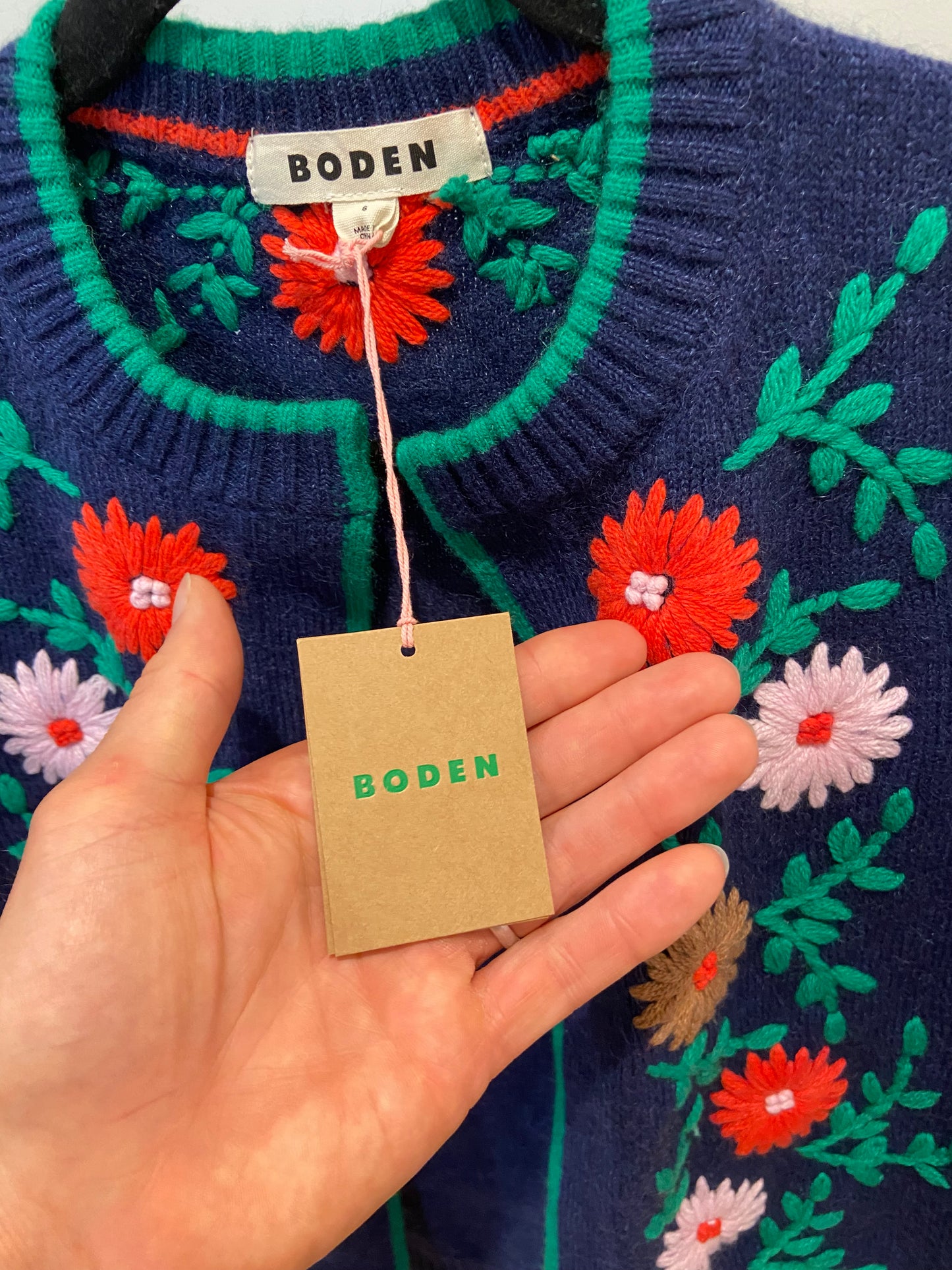Boden Flower Embroidered Cardigan size S