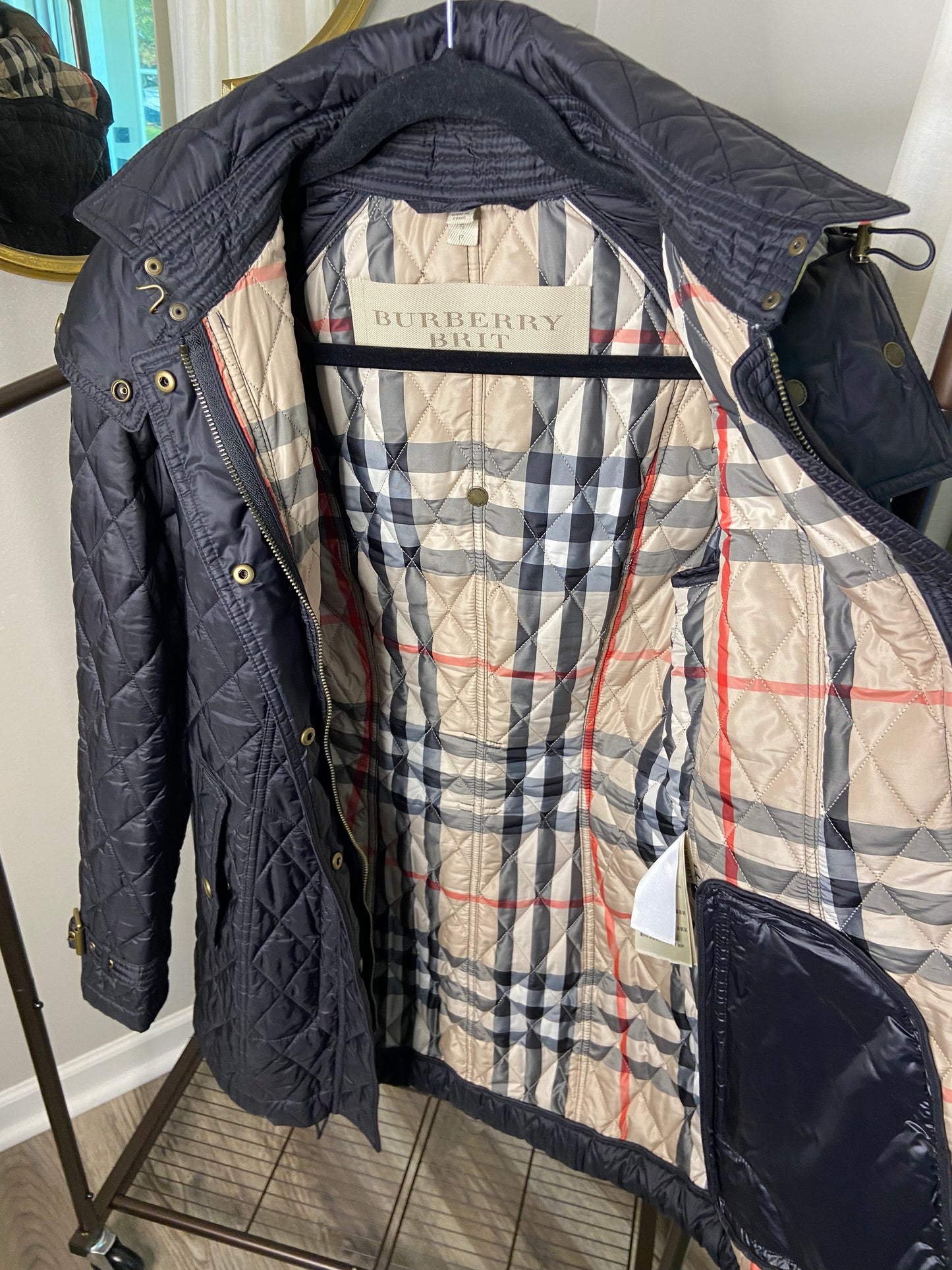 Burberry Nova Check Bellbridge Quilted Coat size S