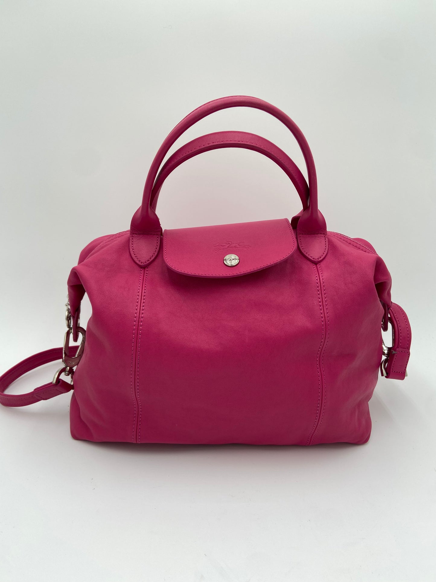 Longchamp Le Pliage Cuir Pink Leather Bag