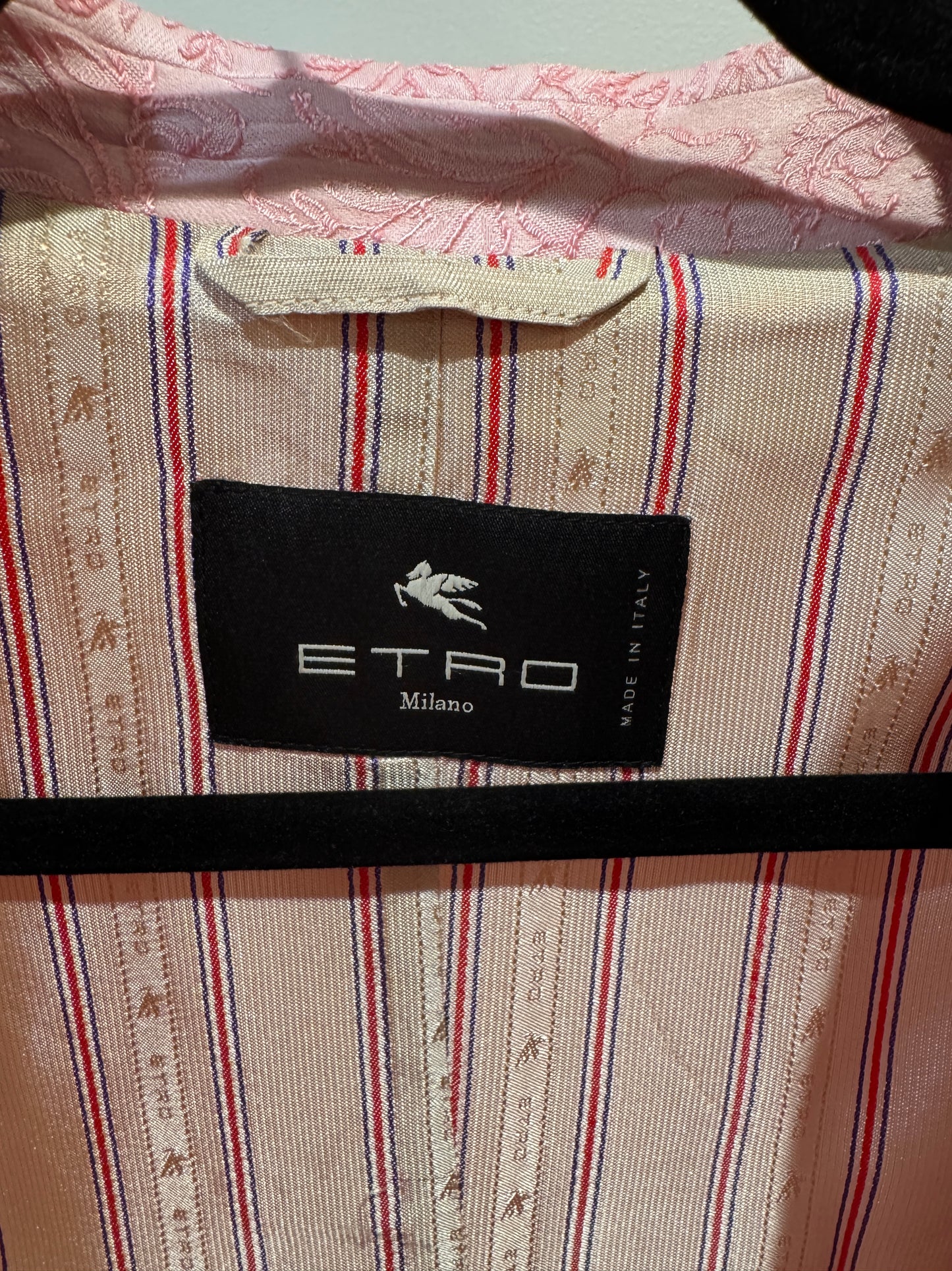 Etro Pink Jacquard Blazer Jacket size 44 US 8