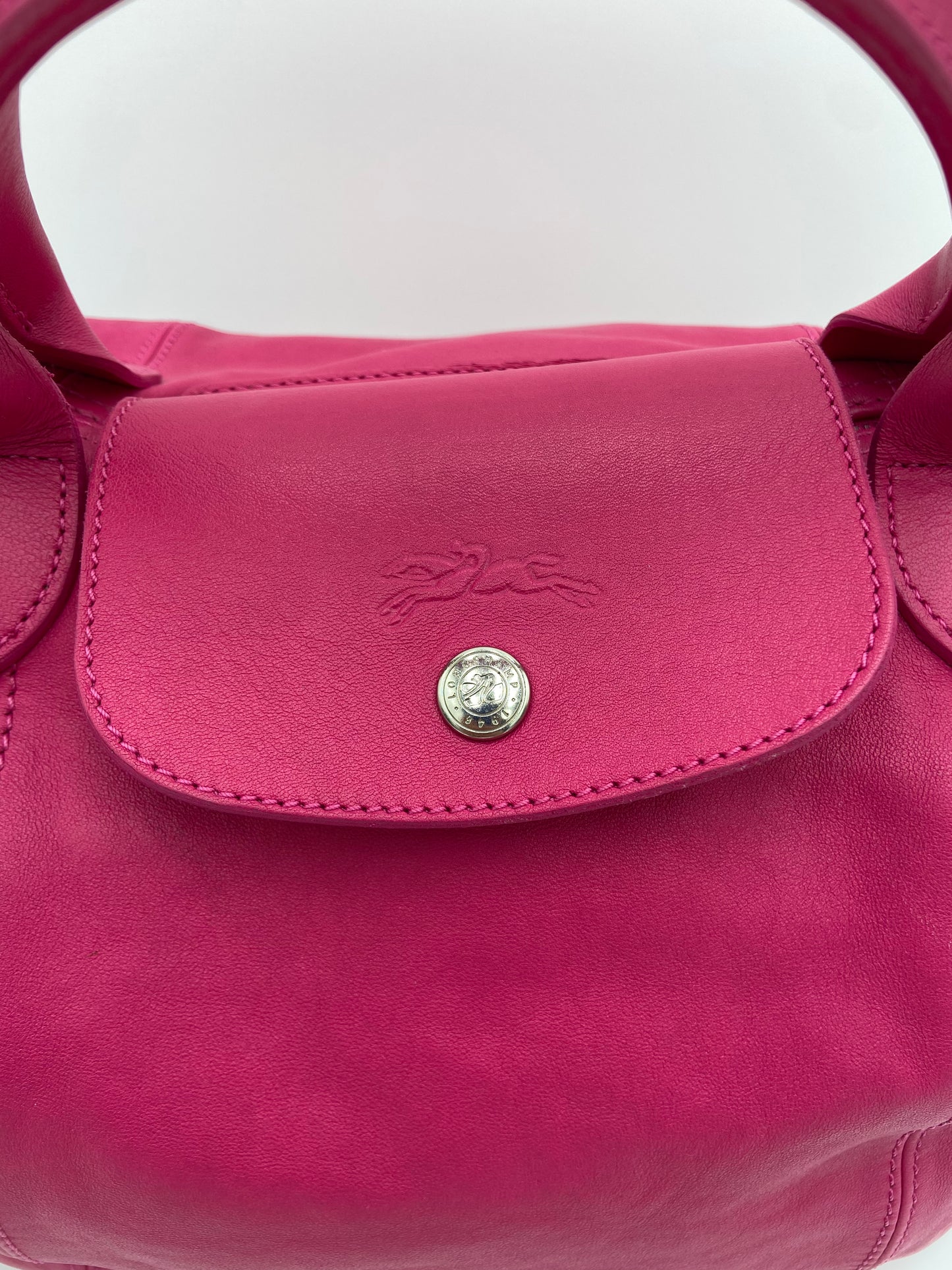Longchamp Le Pliage Cuir Pink Leather Bag