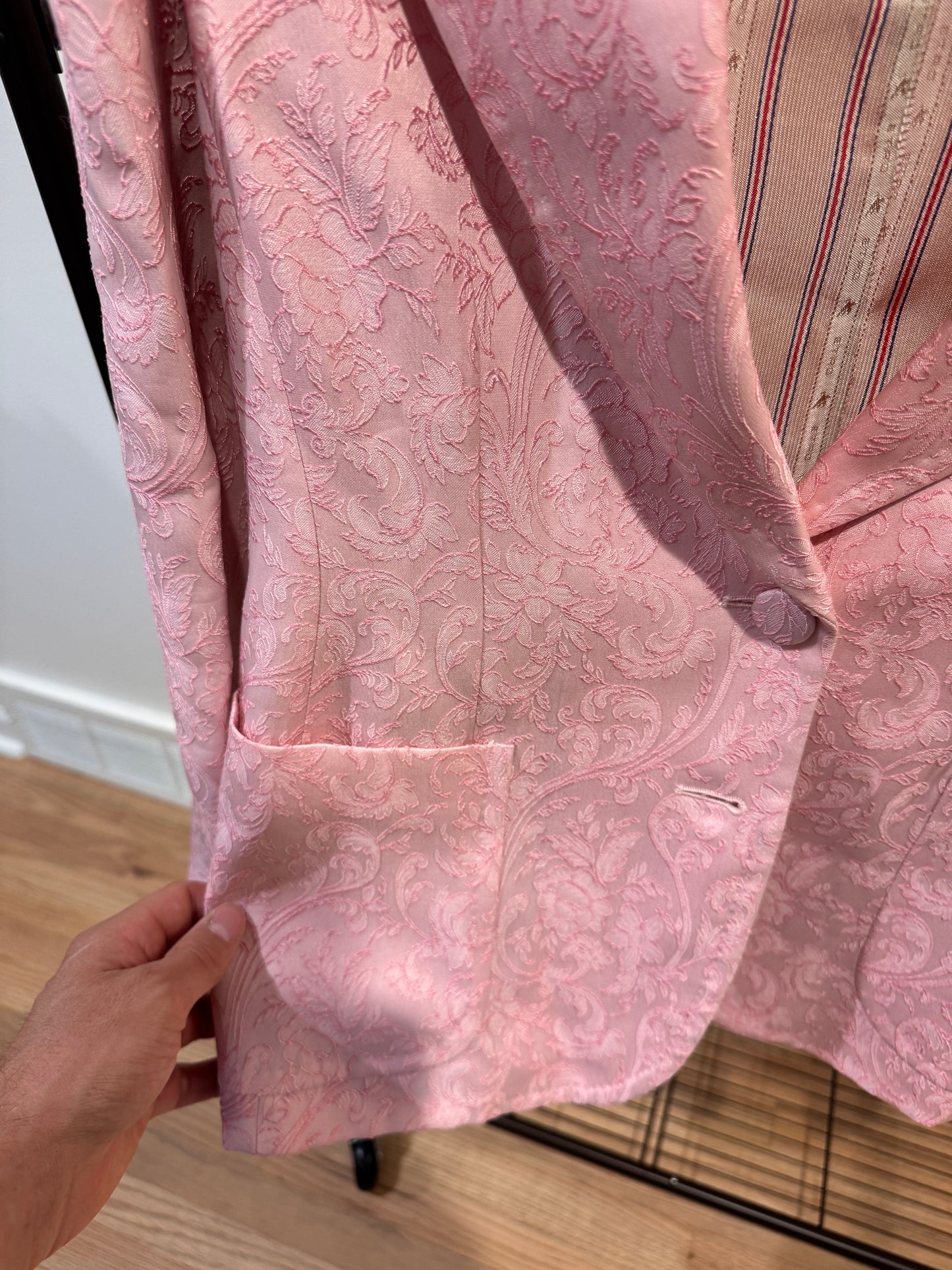 Etro Pink Jacquard Blazer Jacket size 44 US 8