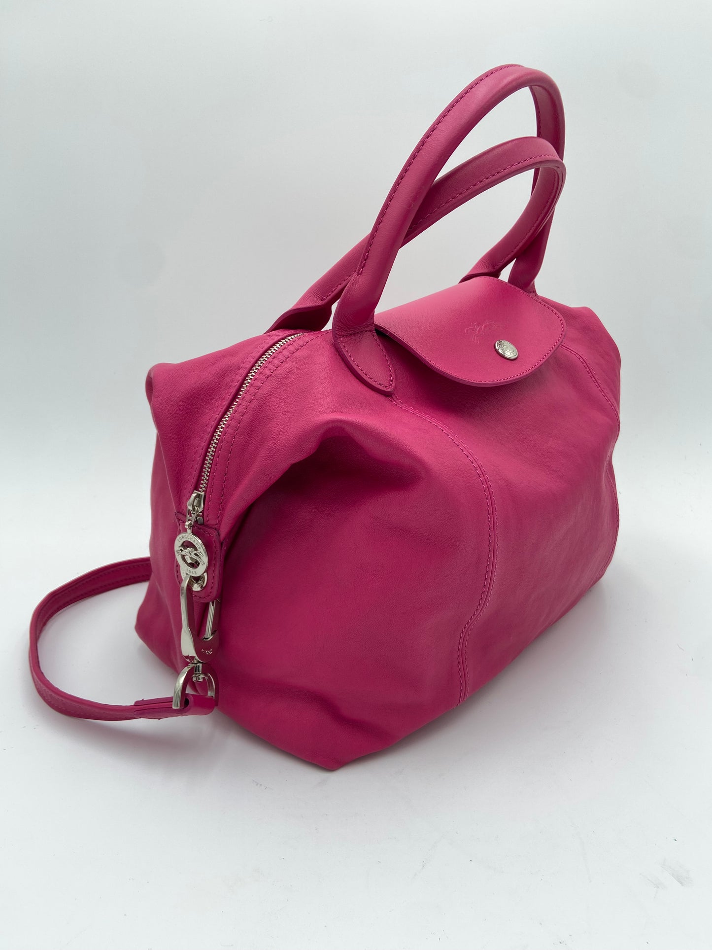 Longchamp Le Pliage Cuir Pink Leather Bag