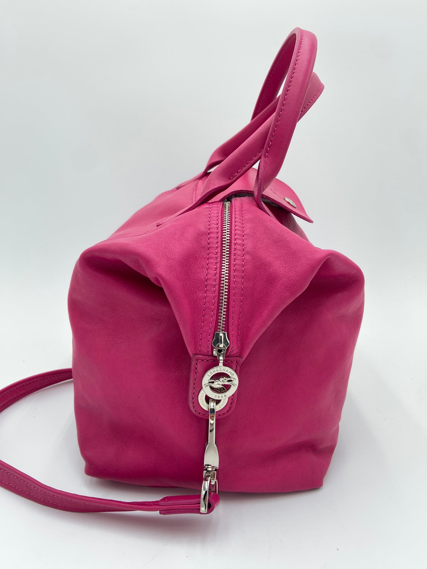 Longchamp Le Pliage Cuir Pink Leather Bag