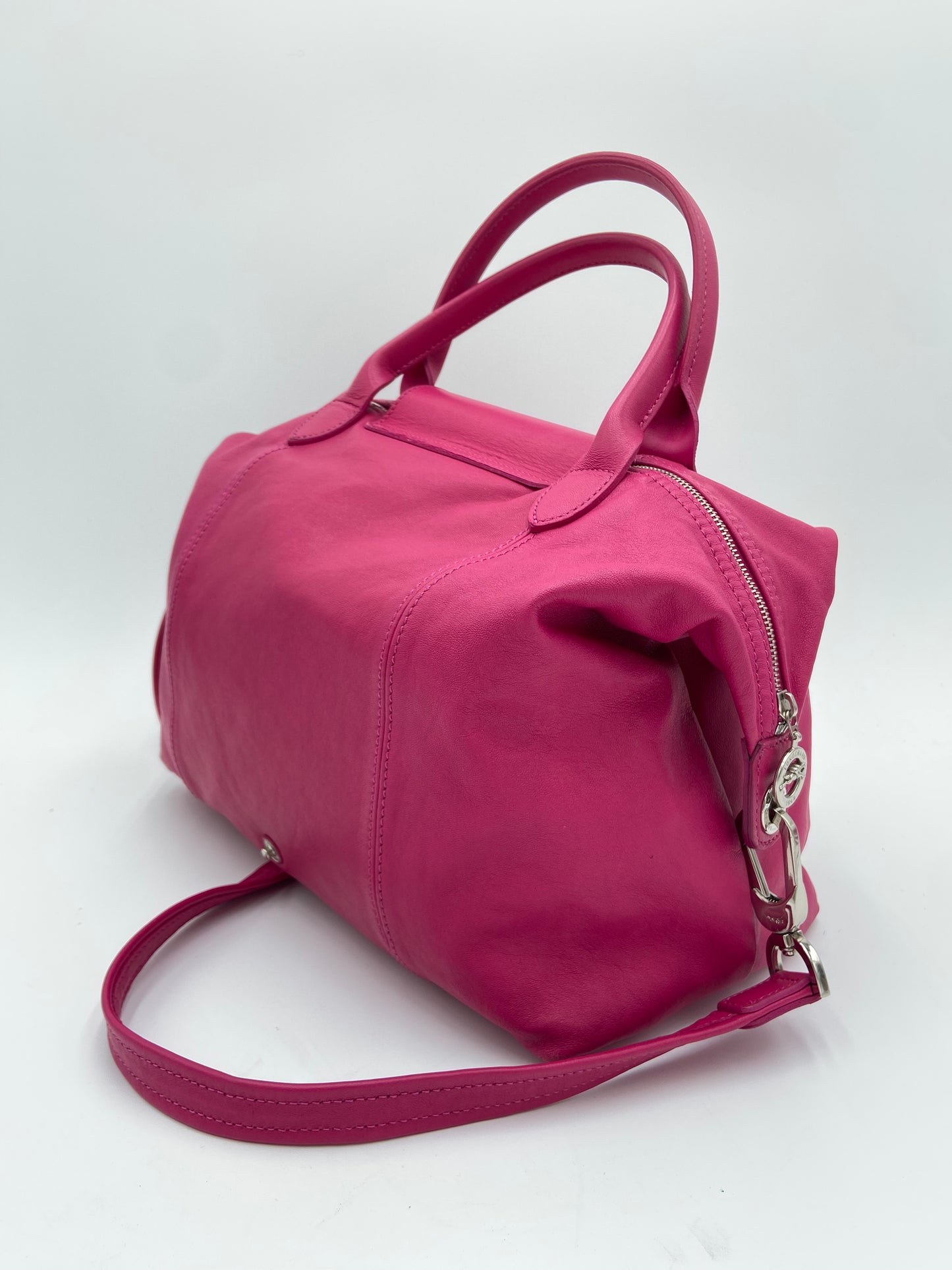 Longchamp Le Pliage Cuir Pink Leather Bag