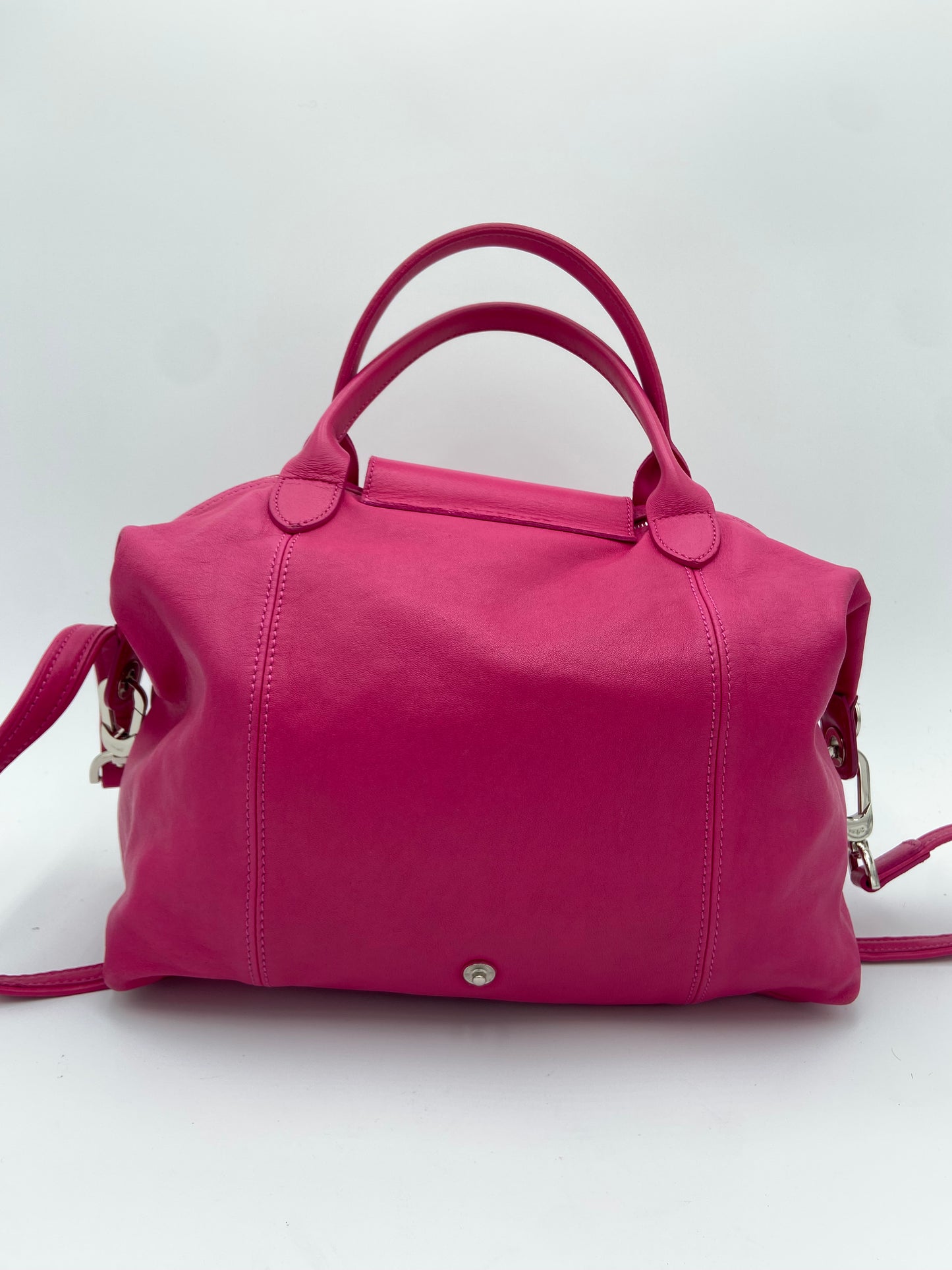 Longchamp Le Pliage Cuir Pink Leather Bag