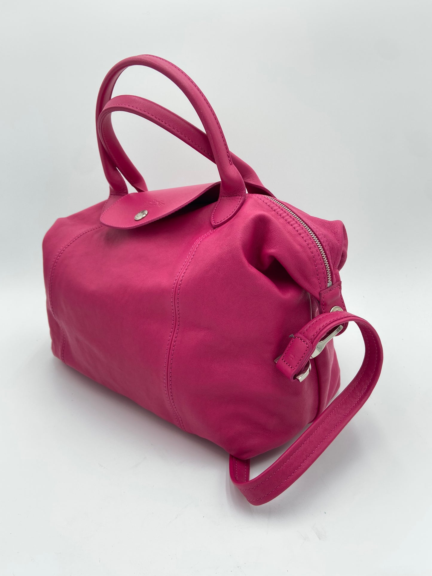 Longchamp Le Pliage Cuir Pink Leather Bag