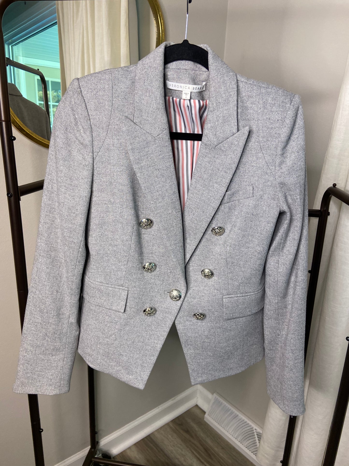 Veronica Beard Diego Gray Wool Blend Dickey Jacket size 4
