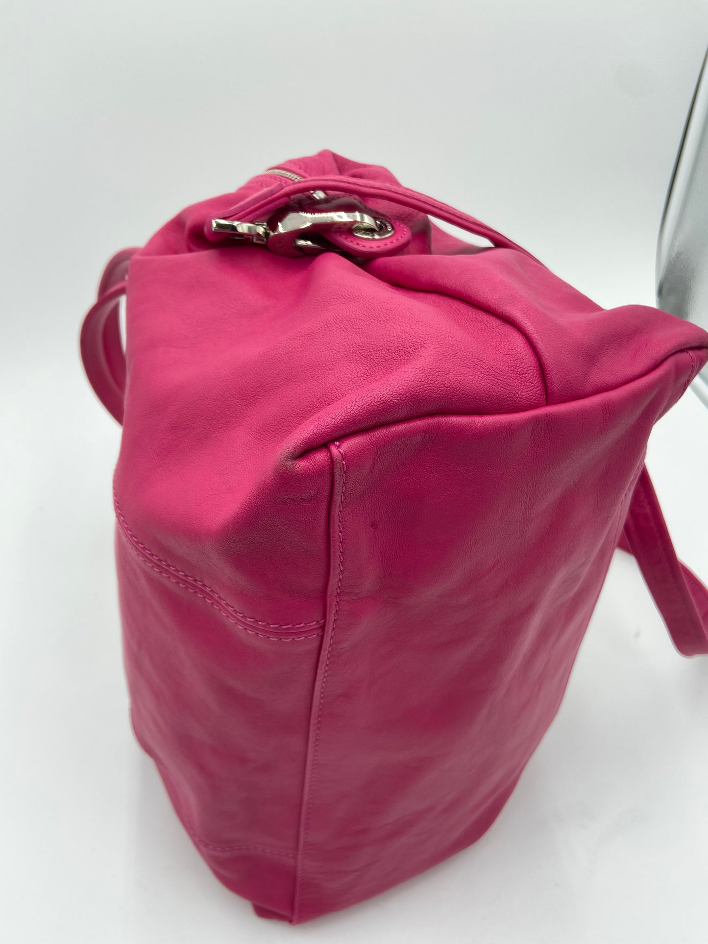 Longchamp Le Pliage Cuir Pink Leather Bag