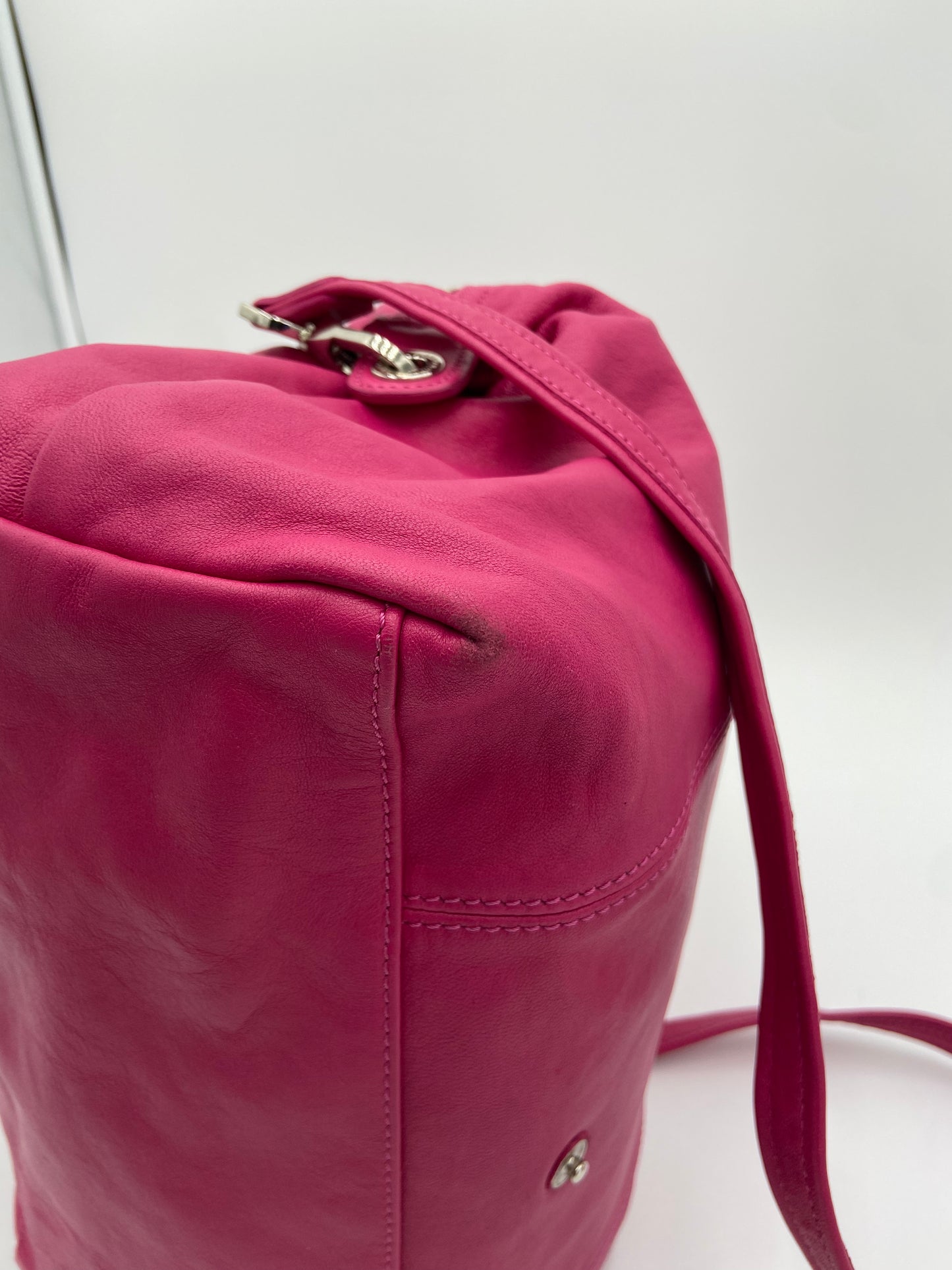 Longchamp Le Pliage Cuir Pink Leather Bag