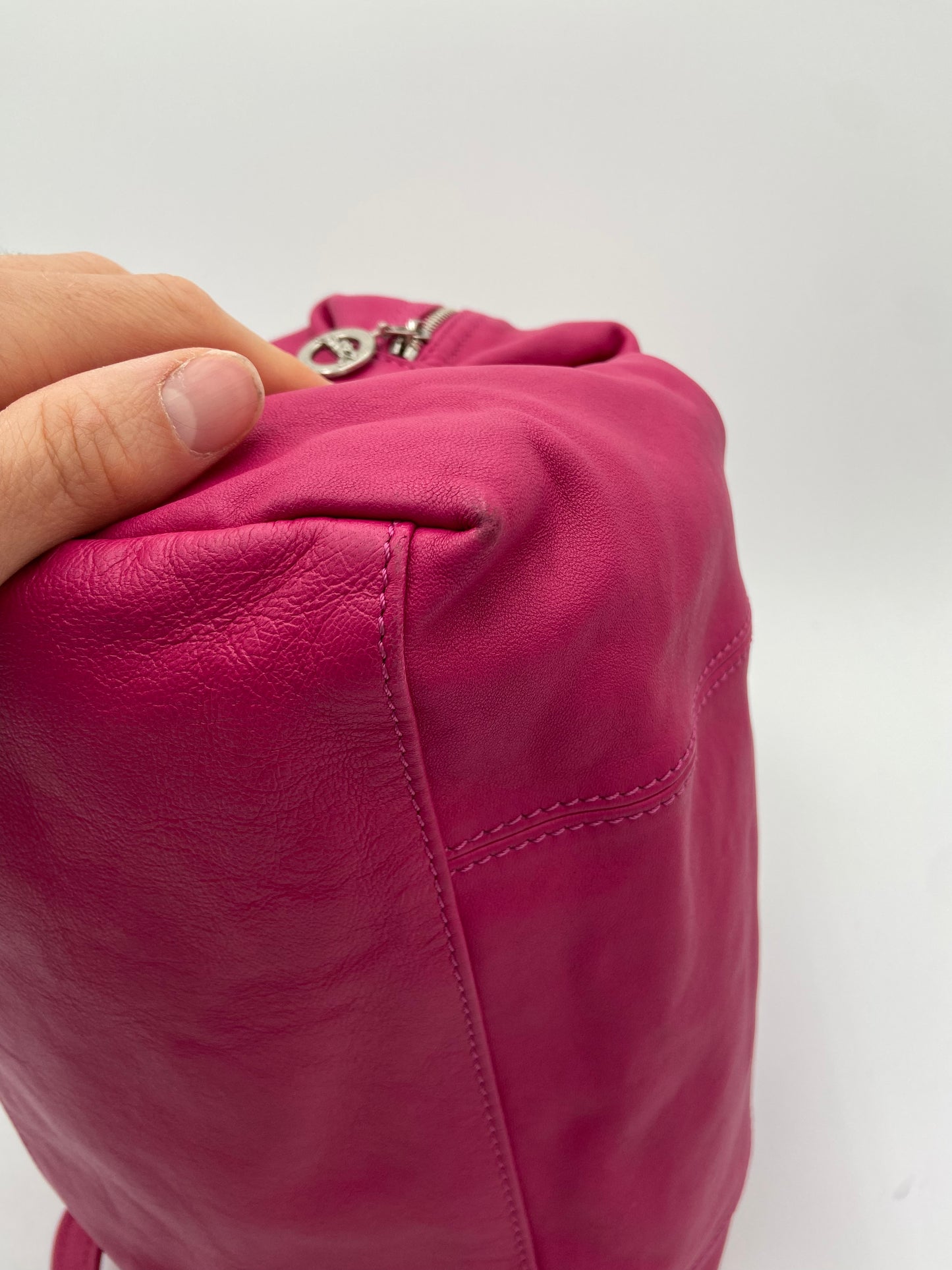 Longchamp Le Pliage Cuir Pink Leather Bag