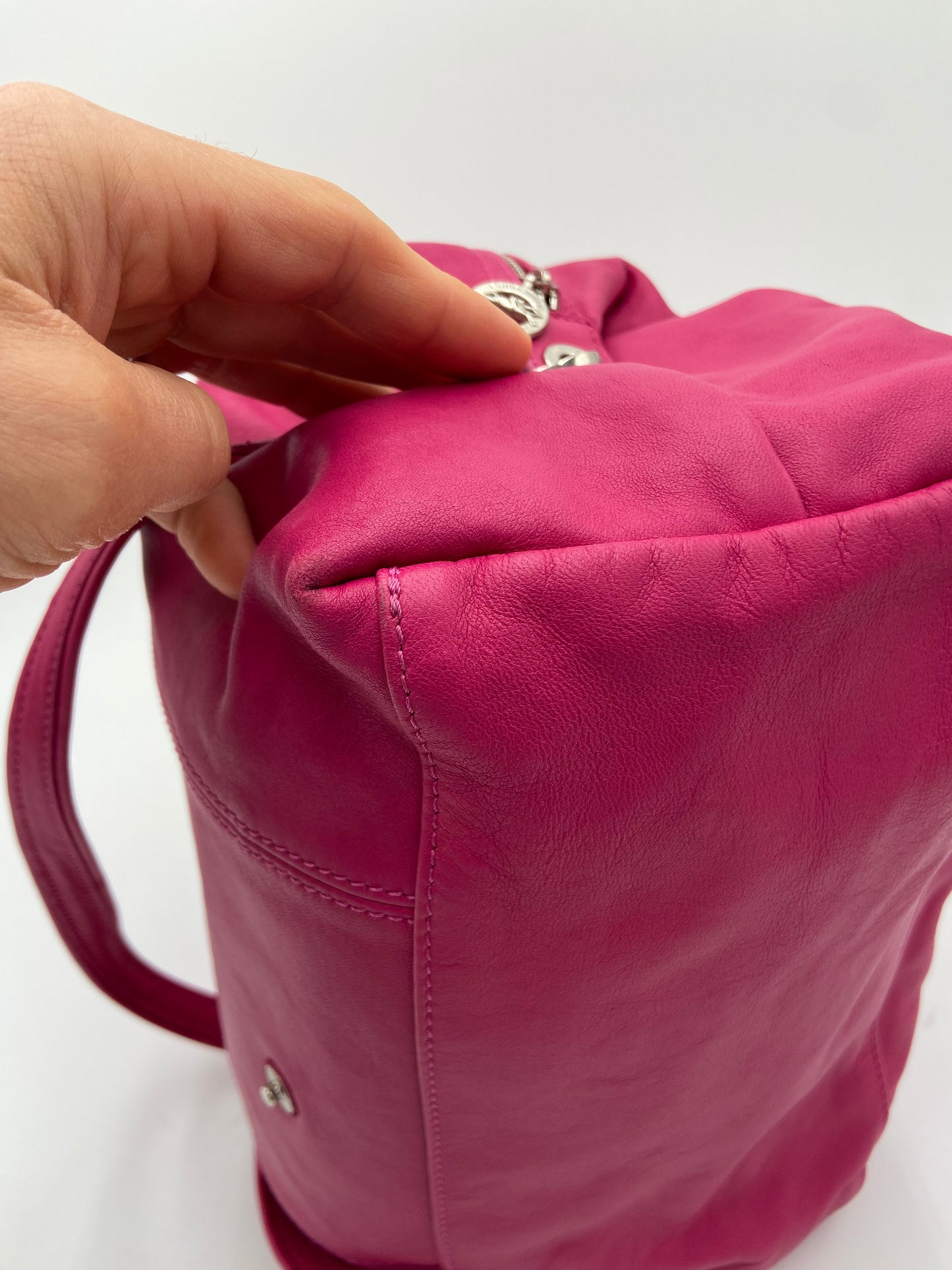 Longchamp Le Pliage Cuir Pink Leather Bag