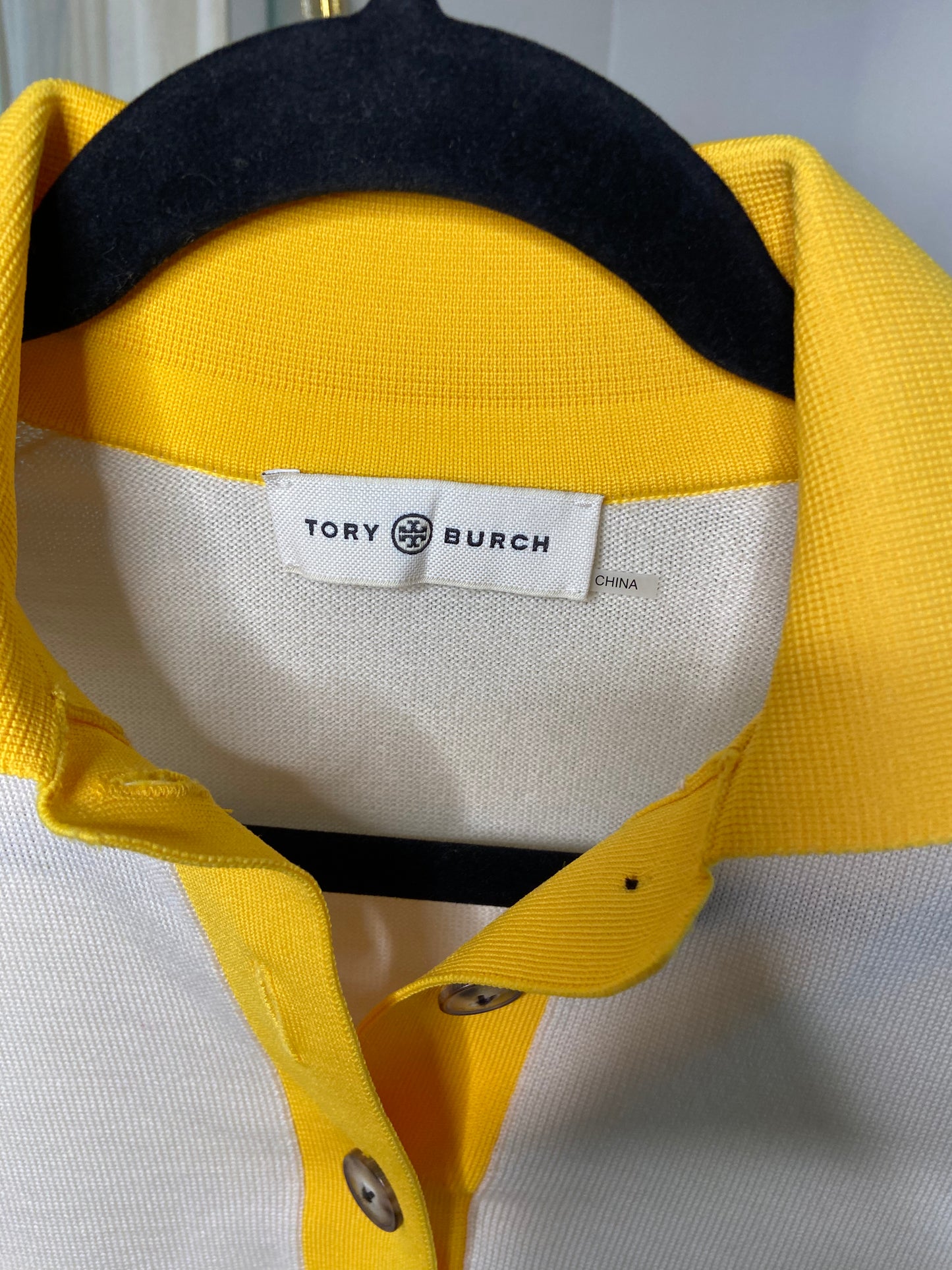 Tory Burch Contrast Collar Long Sleeve Polo Sweater size XS