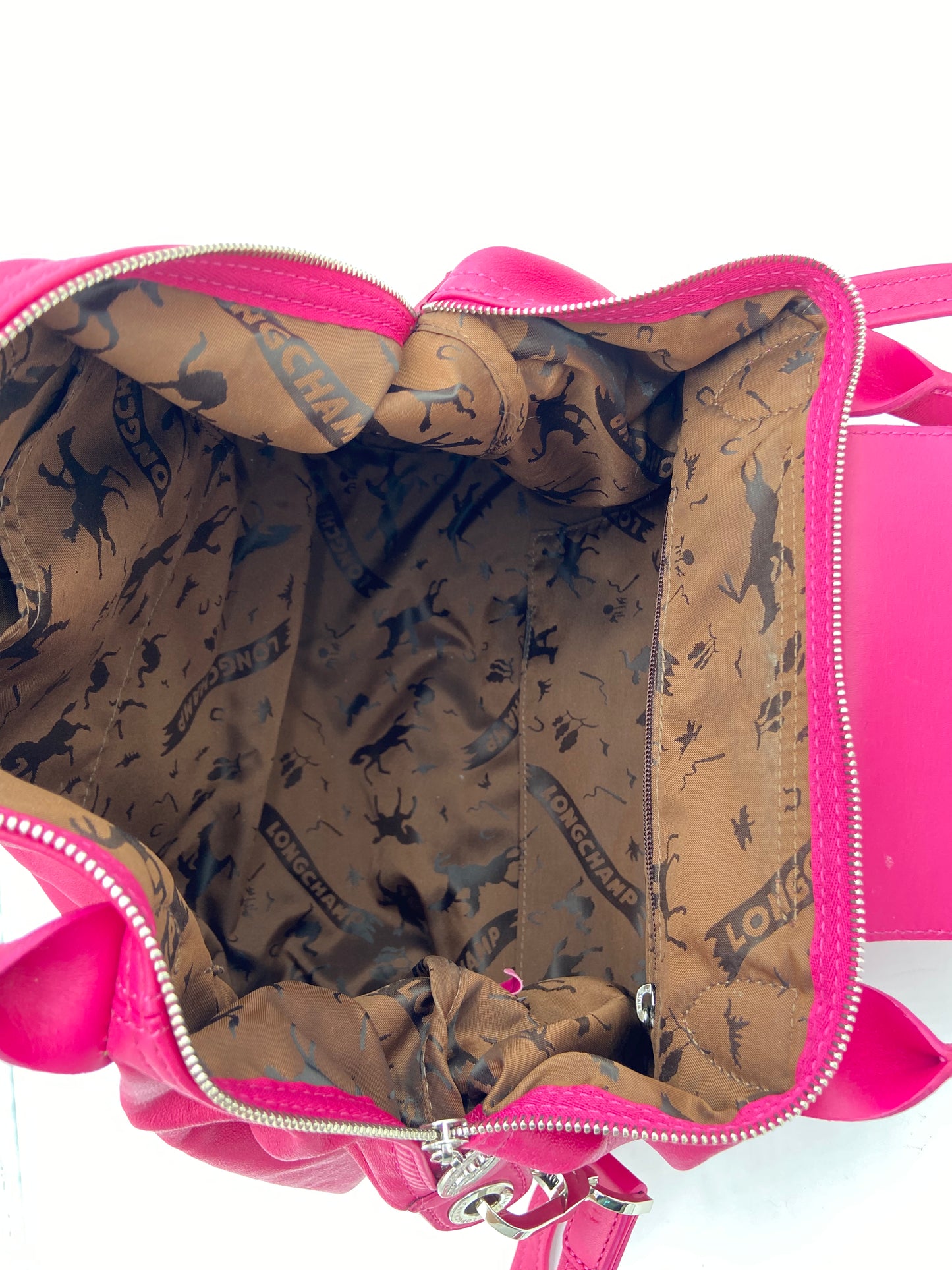 Longchamp Le Pliage Cuir Pink Leather Bag