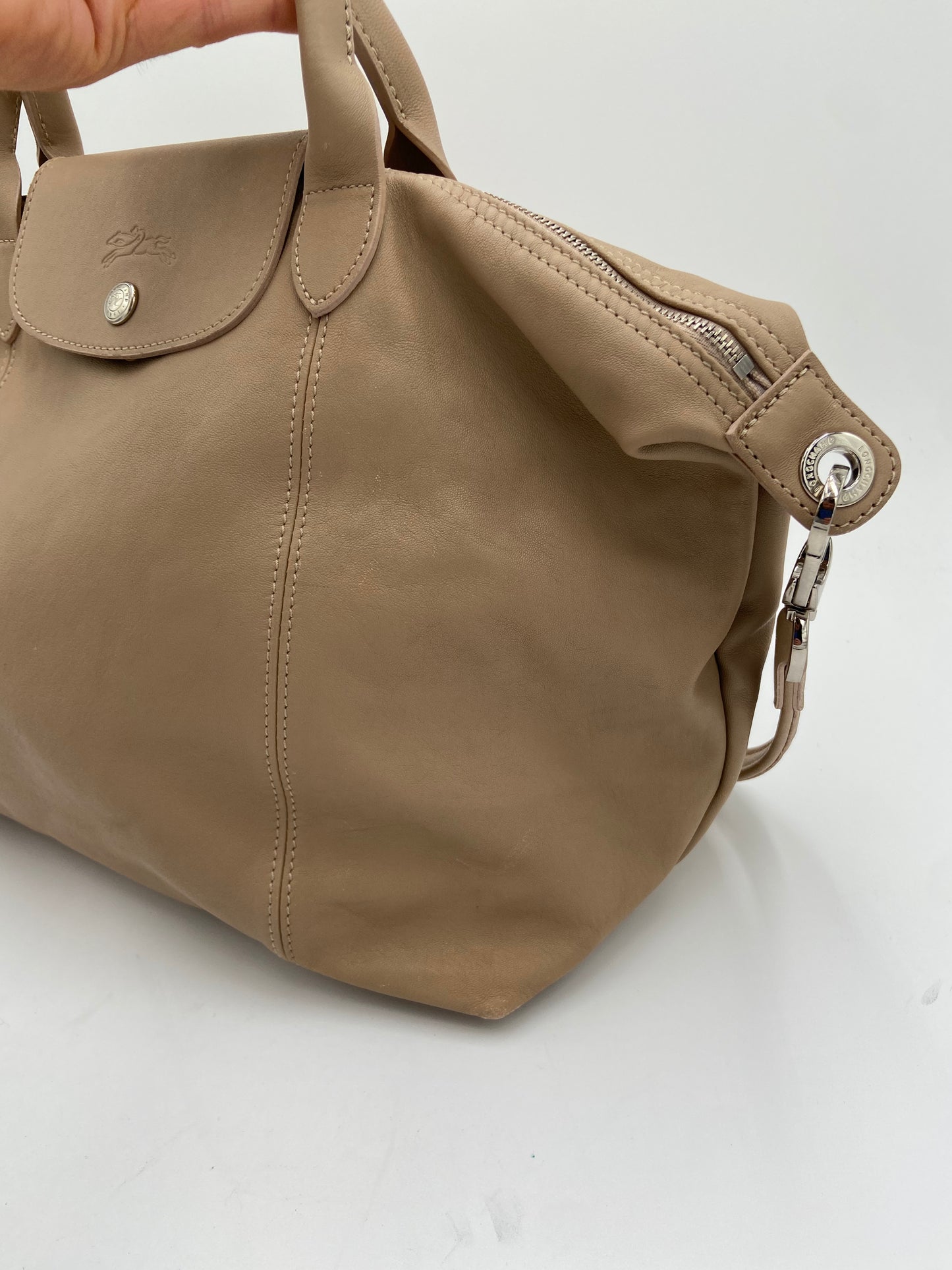 Longchamp Le Pliage Cuir Beige Leather Bag