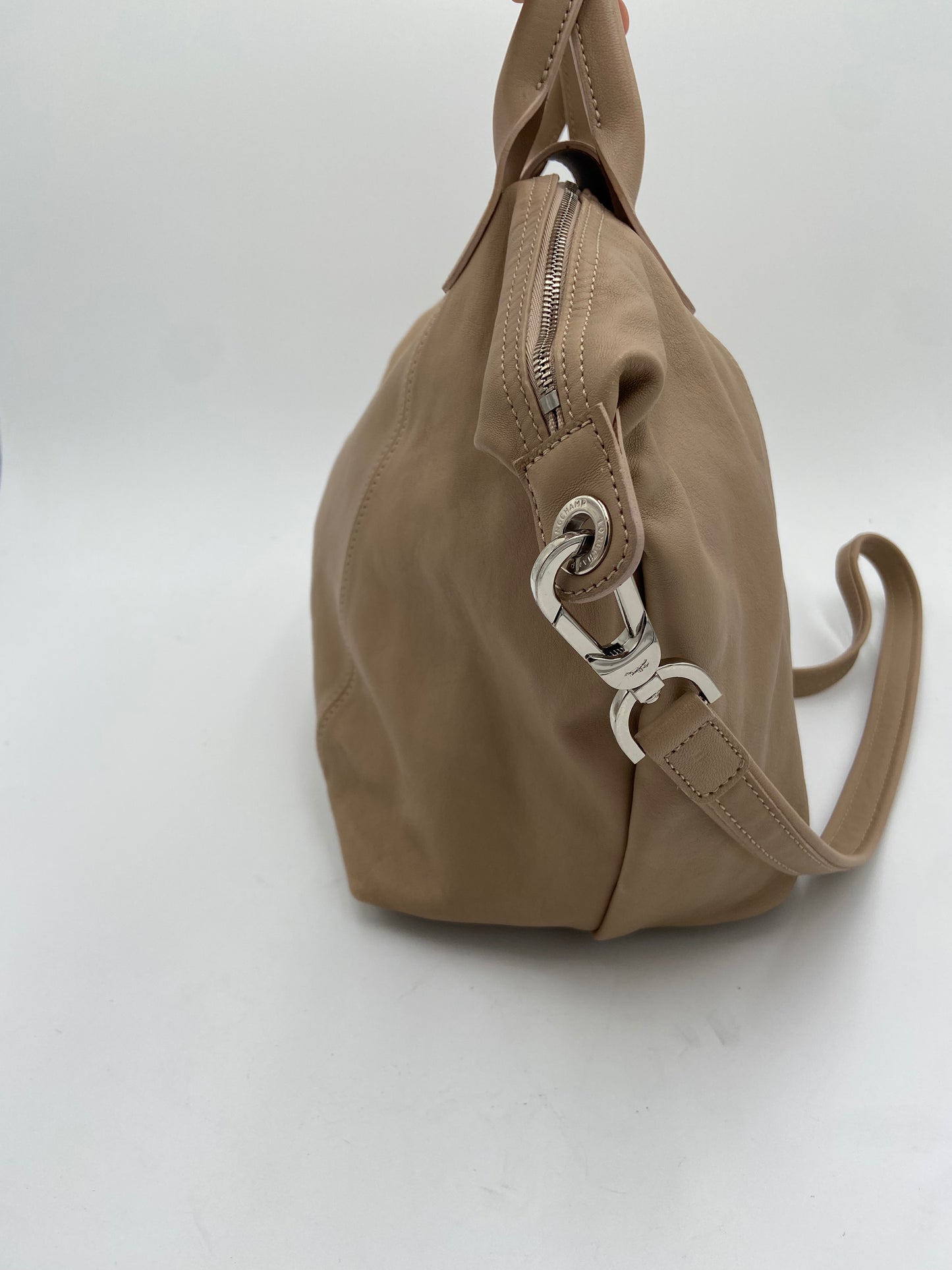 Longchamp Le Pliage Cuir Beige Leather Bag