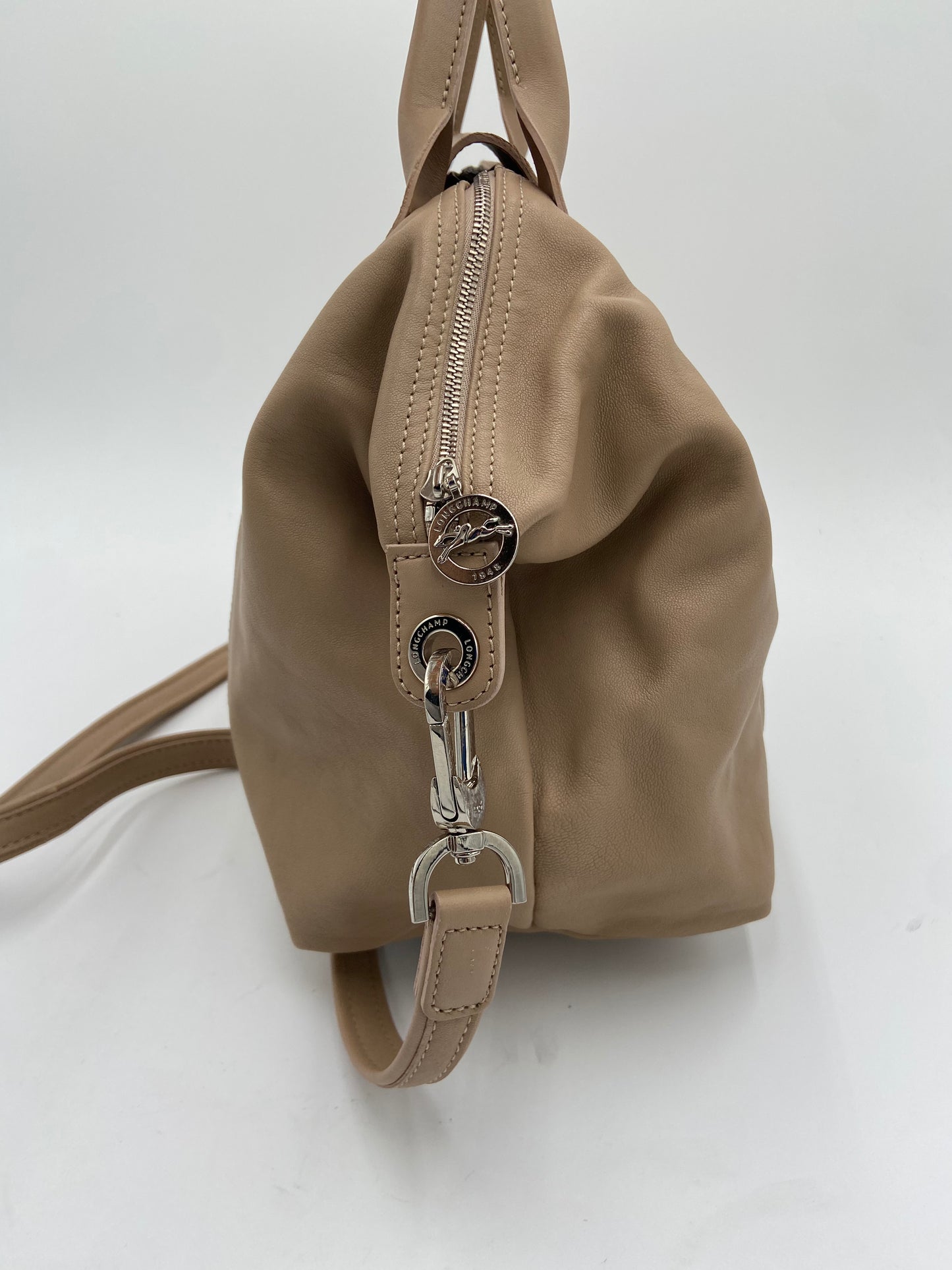 Longchamp Le Pliage Cuir Beige Leather Bag