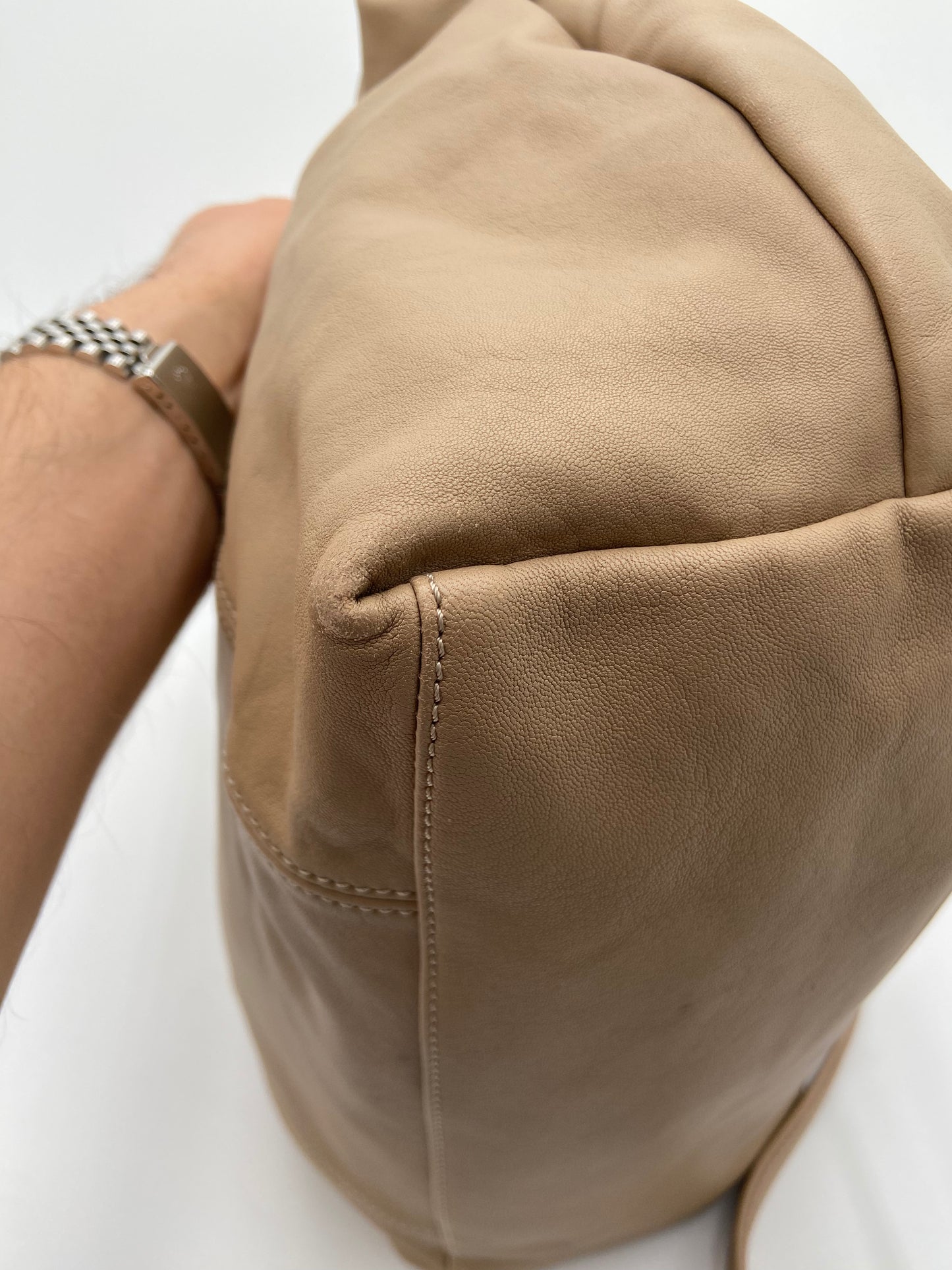 Longchamp Le Pliage Cuir Beige Leather Bag