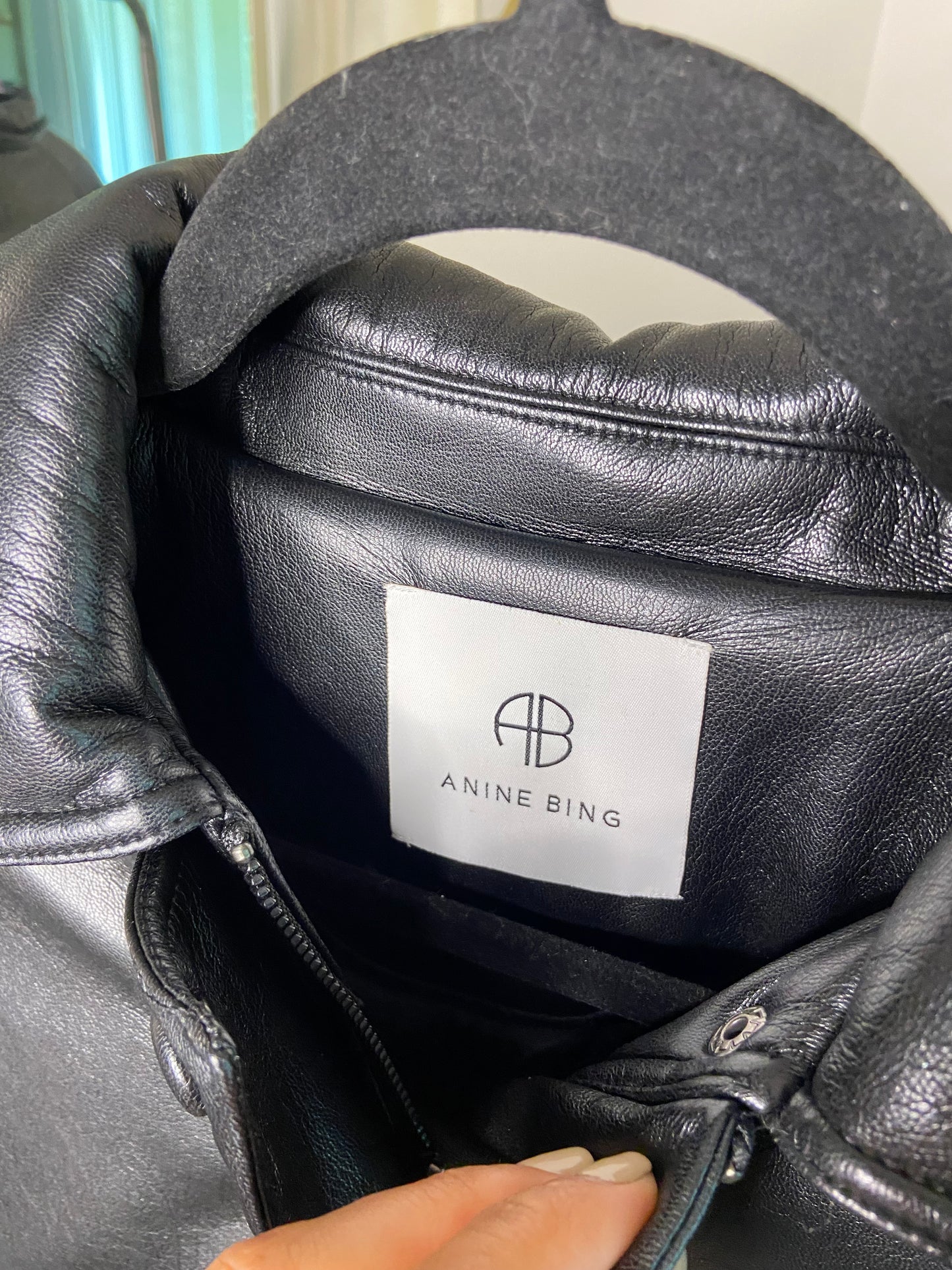 Anine Bing Zora Faux Leather Bomber Jacket size S