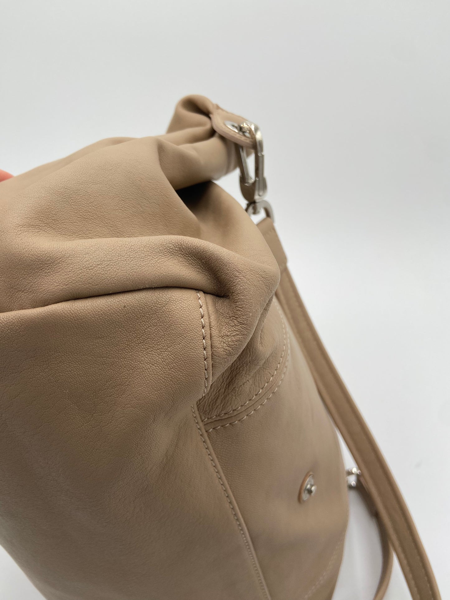 Longchamp Le Pliage Cuir Beige Leather Bag
