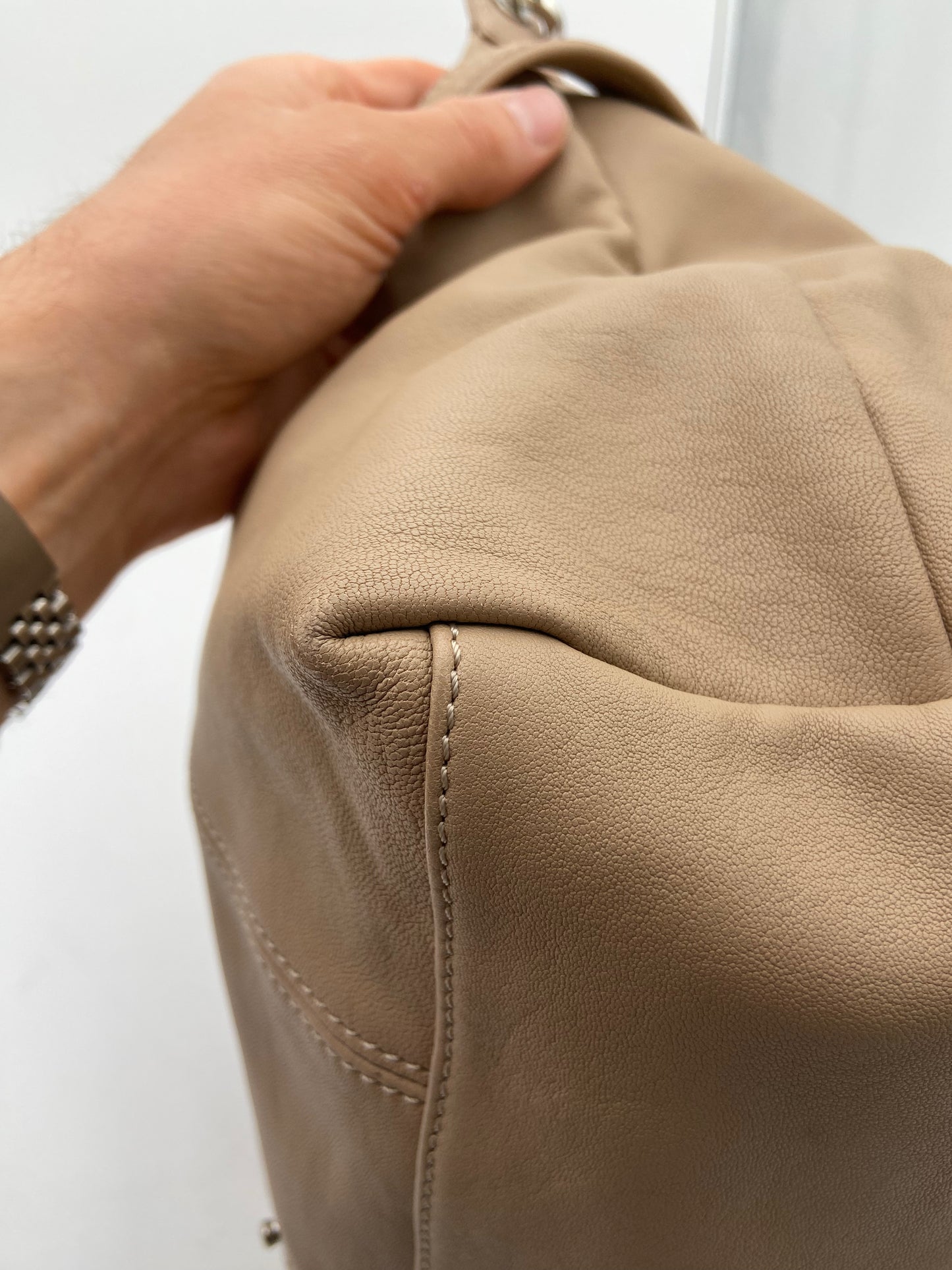 Longchamp Le Pliage Cuir Beige Leather Bag