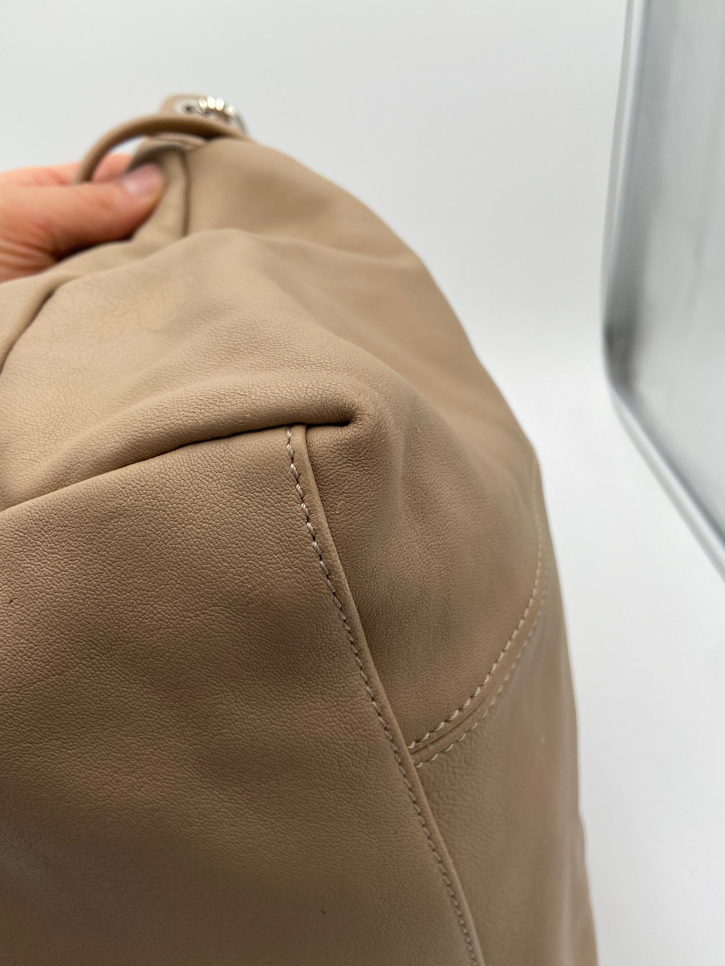 Longchamp Le Pliage Cuir Beige Leather Bag