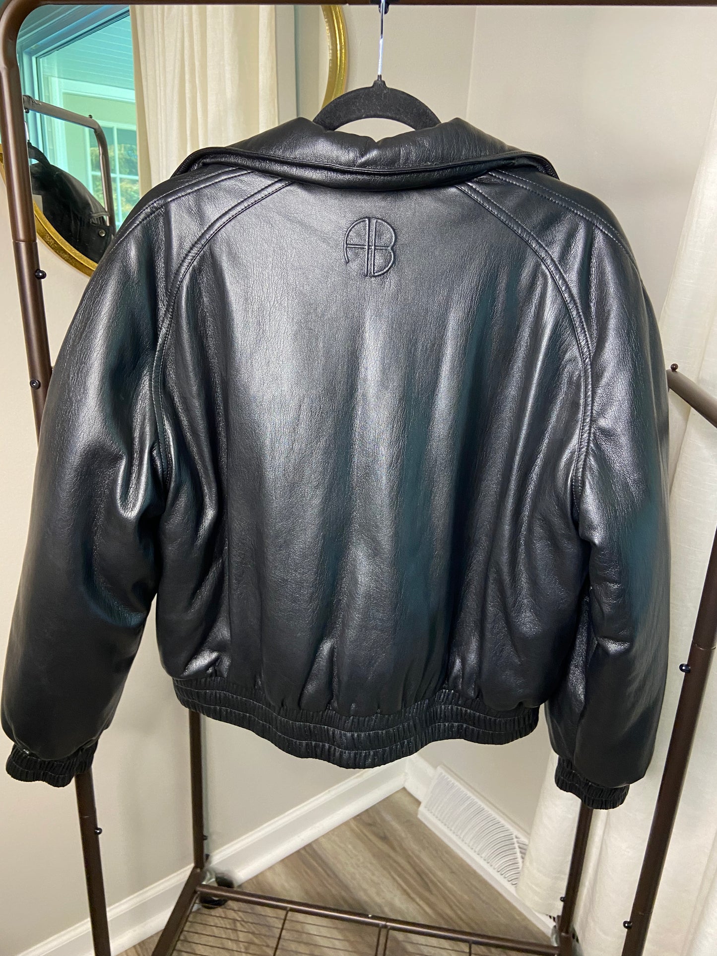 Anine Bing Zora Faux Leather Bomber Jacket size S