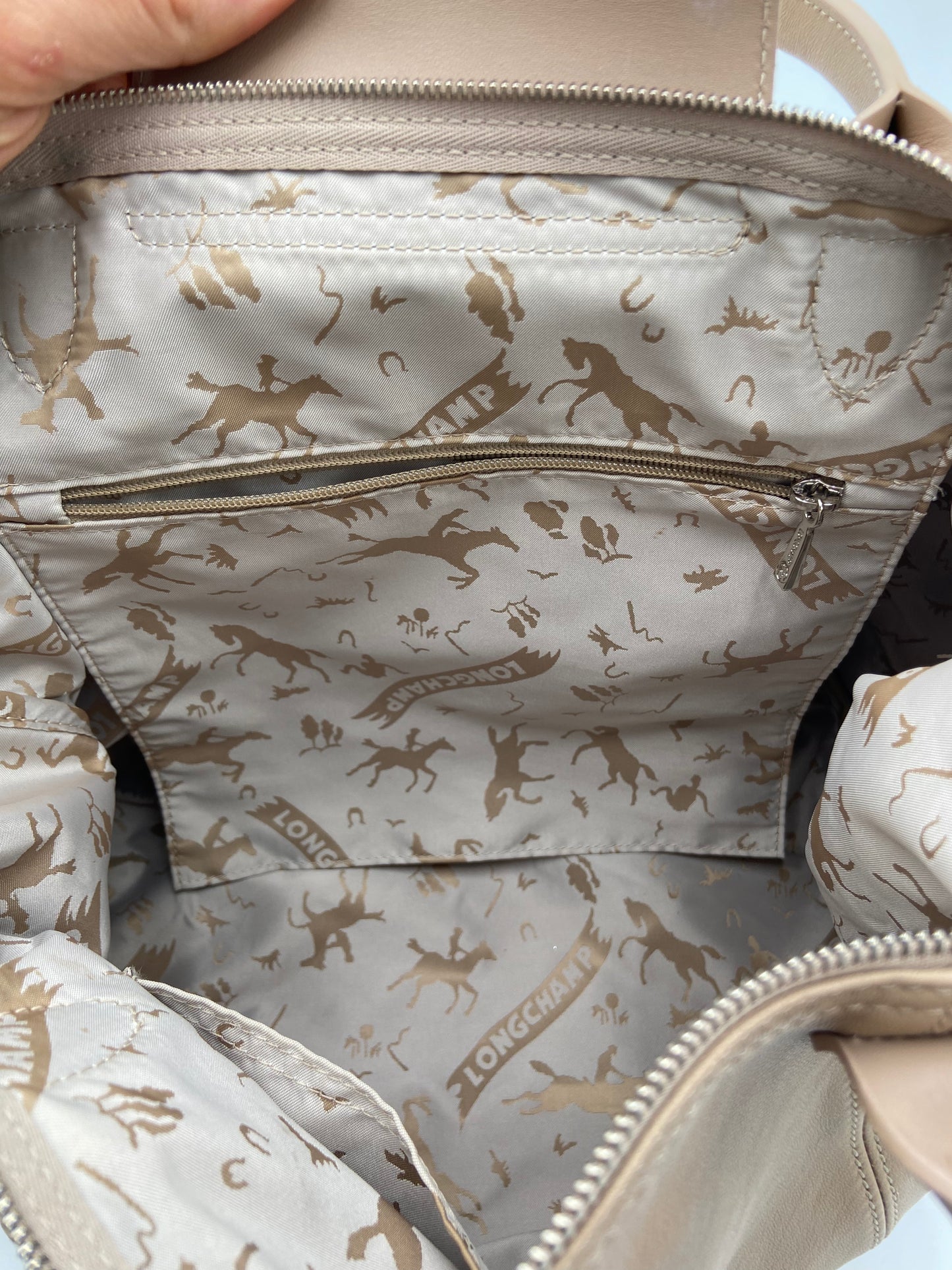 Longchamp Le Pliage Cuir Beige Leather Bag