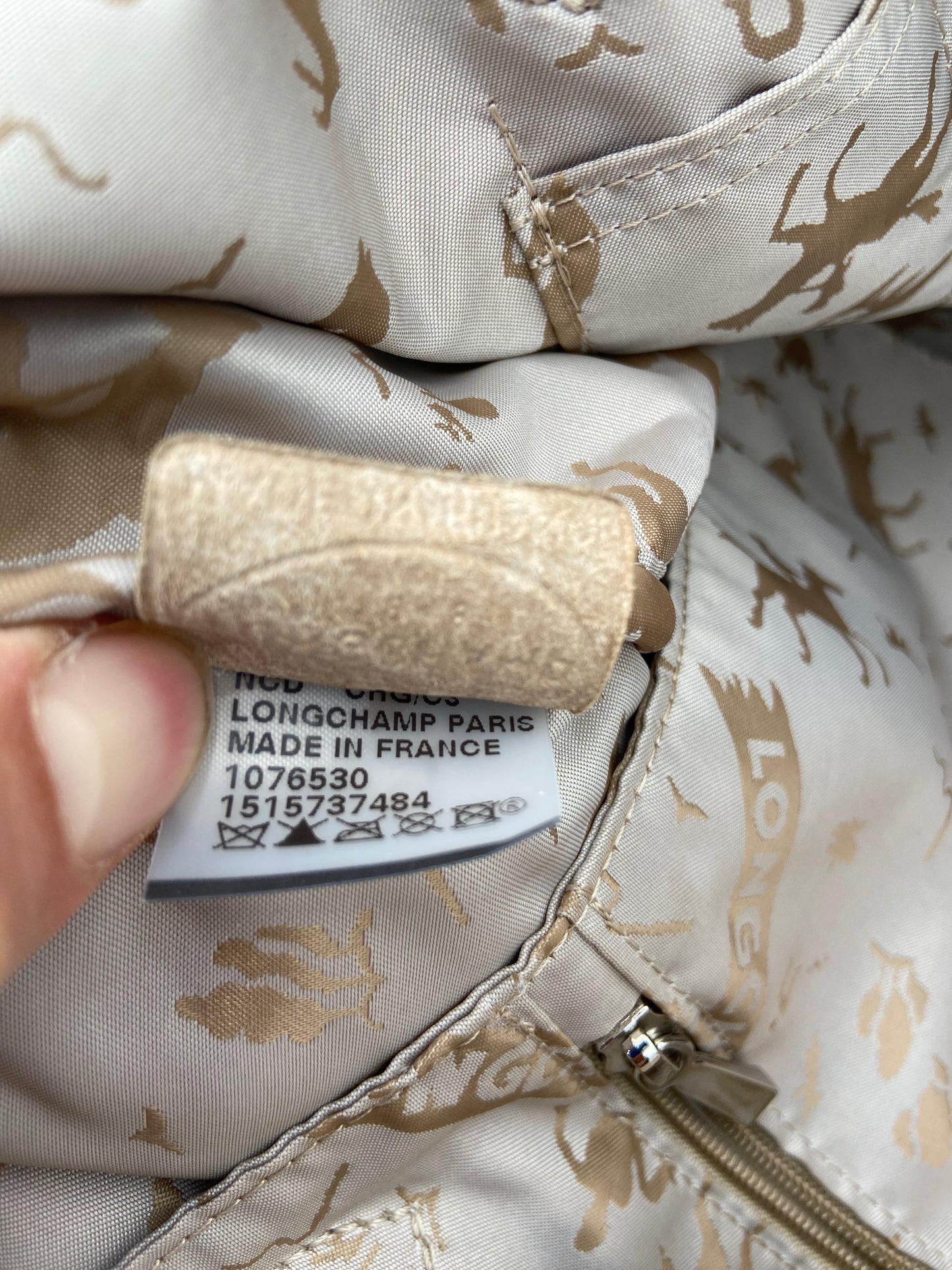 Longchamp Le Pliage Cuir Beige Leather Bag