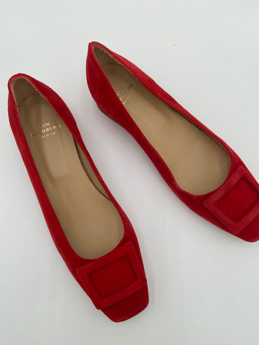 Ann Mashburn Red Suede Buckle Heels size 39.5