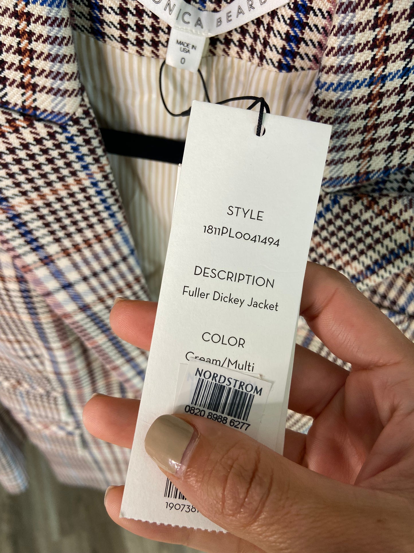 Veronica Beard Fuller Plaid Dickey Jacket size 0