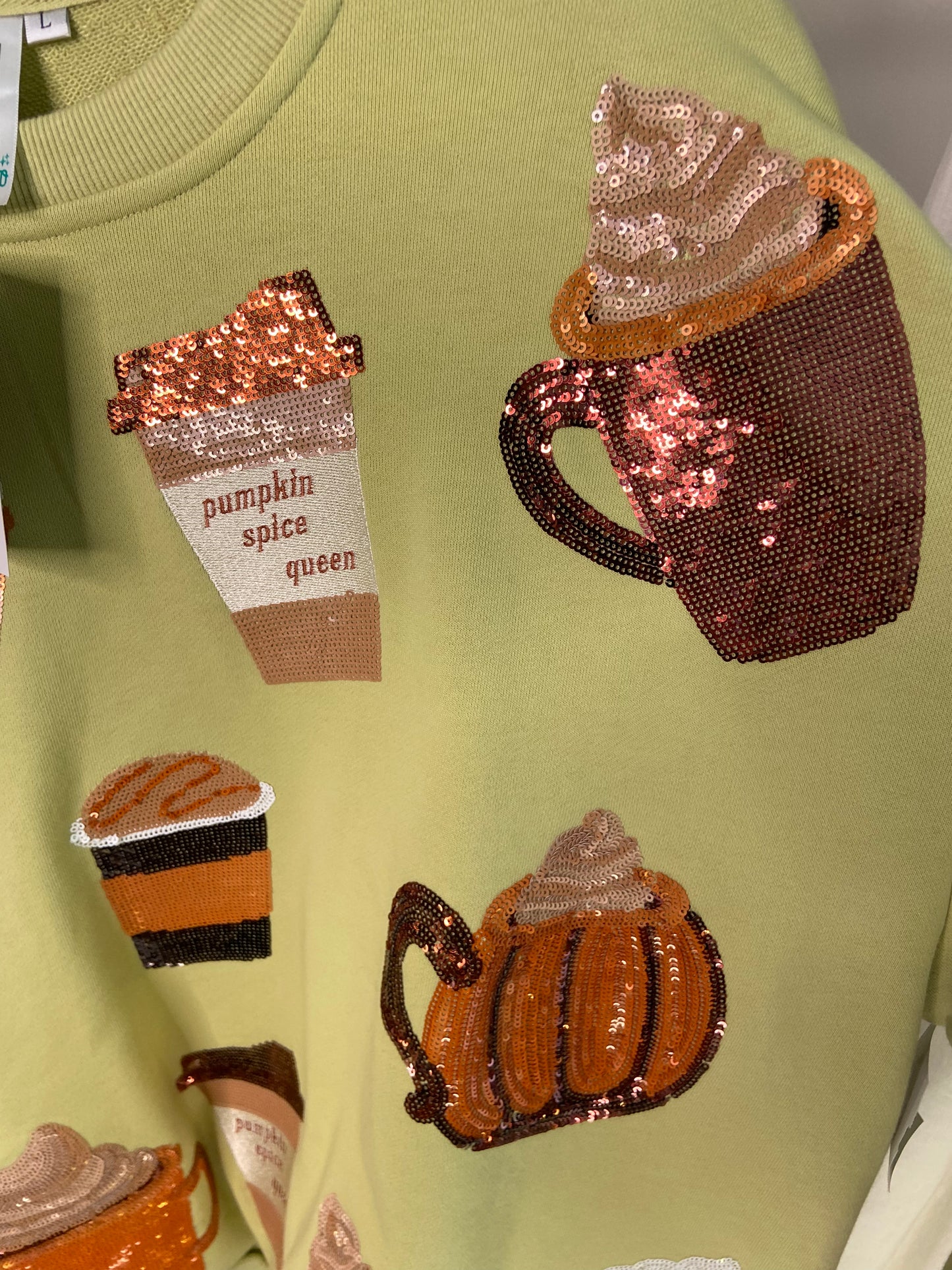Queen of Sparkles Pumpkin Spice Sweatshirt size L