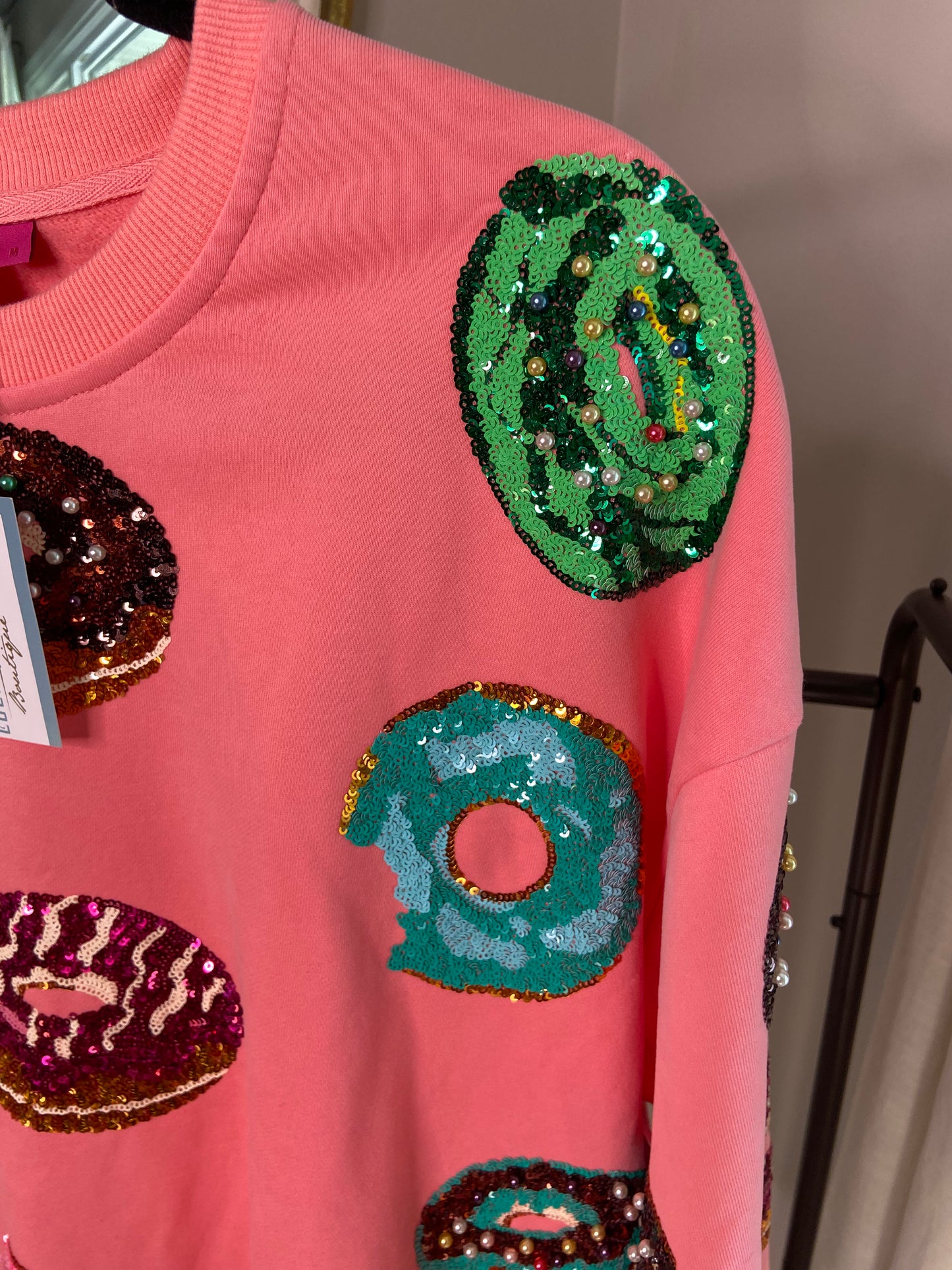 Queen of Sparkles Donut Sweatshirt size M
