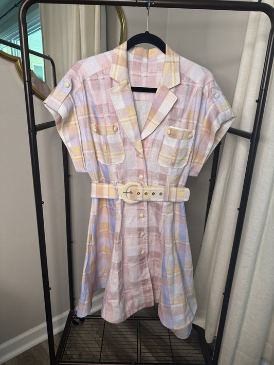 ZIMMERMANN Dancer Spliced Check-Print Mini Dress size US 6