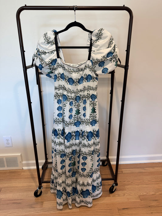 Antonio Melani Blue Shell Print Puff sleeve size 8
