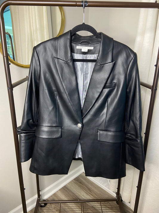 Veronica Beard Hollis Faux Leather Dickey Jacket size 12
